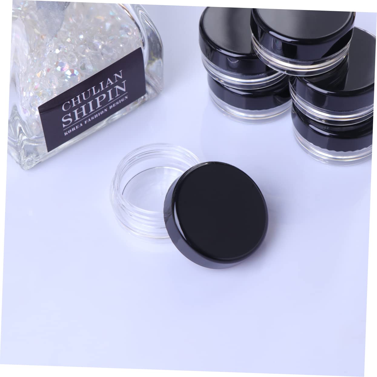 FRCOLOR 150 Pcs Clear Empty Cosmetic Jars - Refillable Lip Gloss Organizer, Eyeshadow Pigment Containers, Lotion Pots & Makeup Powder Holders - Portable Travel Size for DIY Beauty & Salon Use