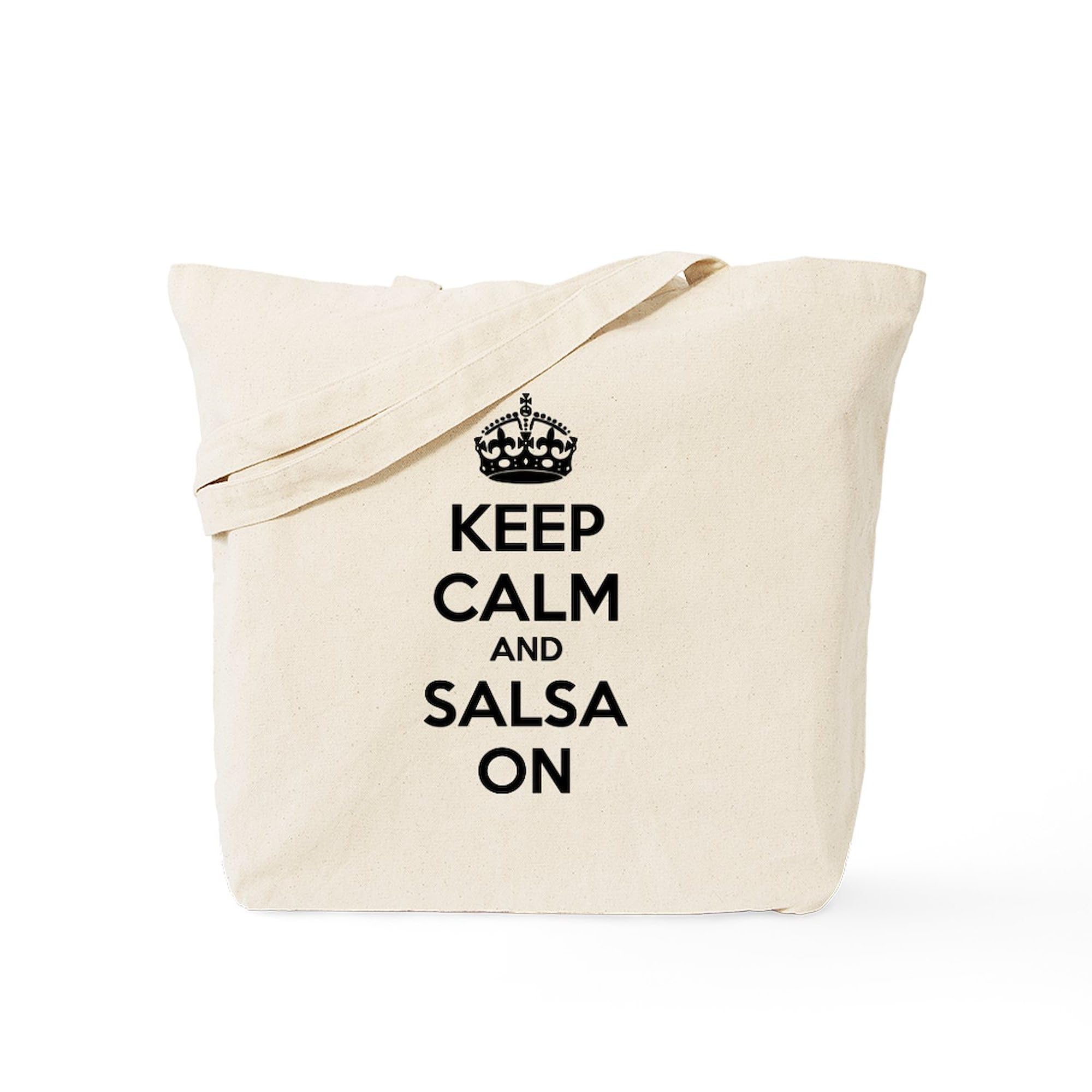 Keep Calm And Salsa On Tote Bag - Natural Canvas Reusable Shopping Bag for Groceries, Beach & Everyday Use | Eco-Friendly Cotton Tote