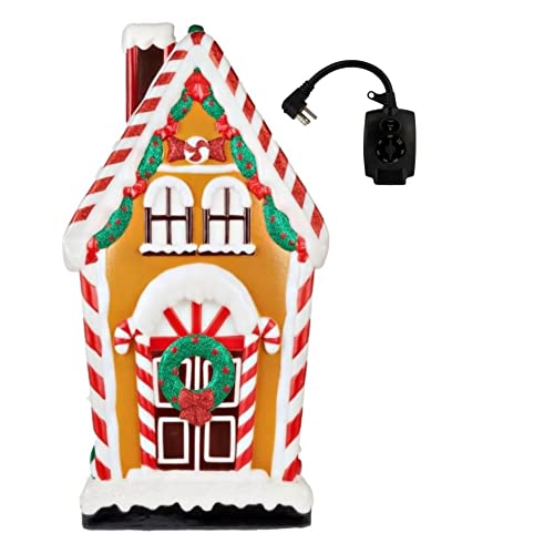 Holiday Time 36-Inch Gingerbread Blow Mold House with Outdoor Plug-in Light Sensor Timer - Perfect for Christmas Yard Decorations, Holiday Parties & Festive Home Displays