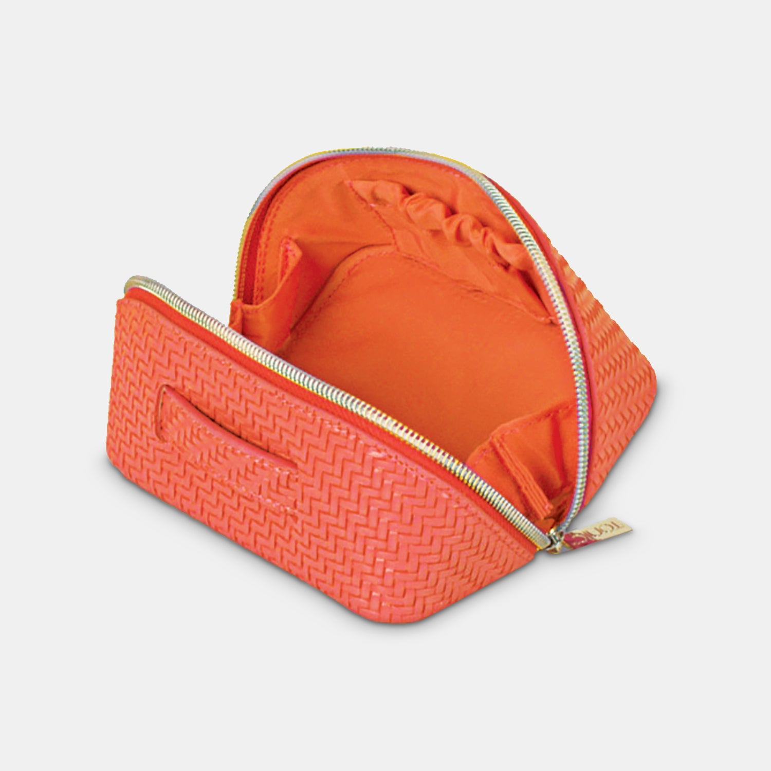 3-Piece Herringbone Pattern Cosmetic Bags Set - Stylish Orange Makeup Pouches for Travel, Gym & Everyday Use