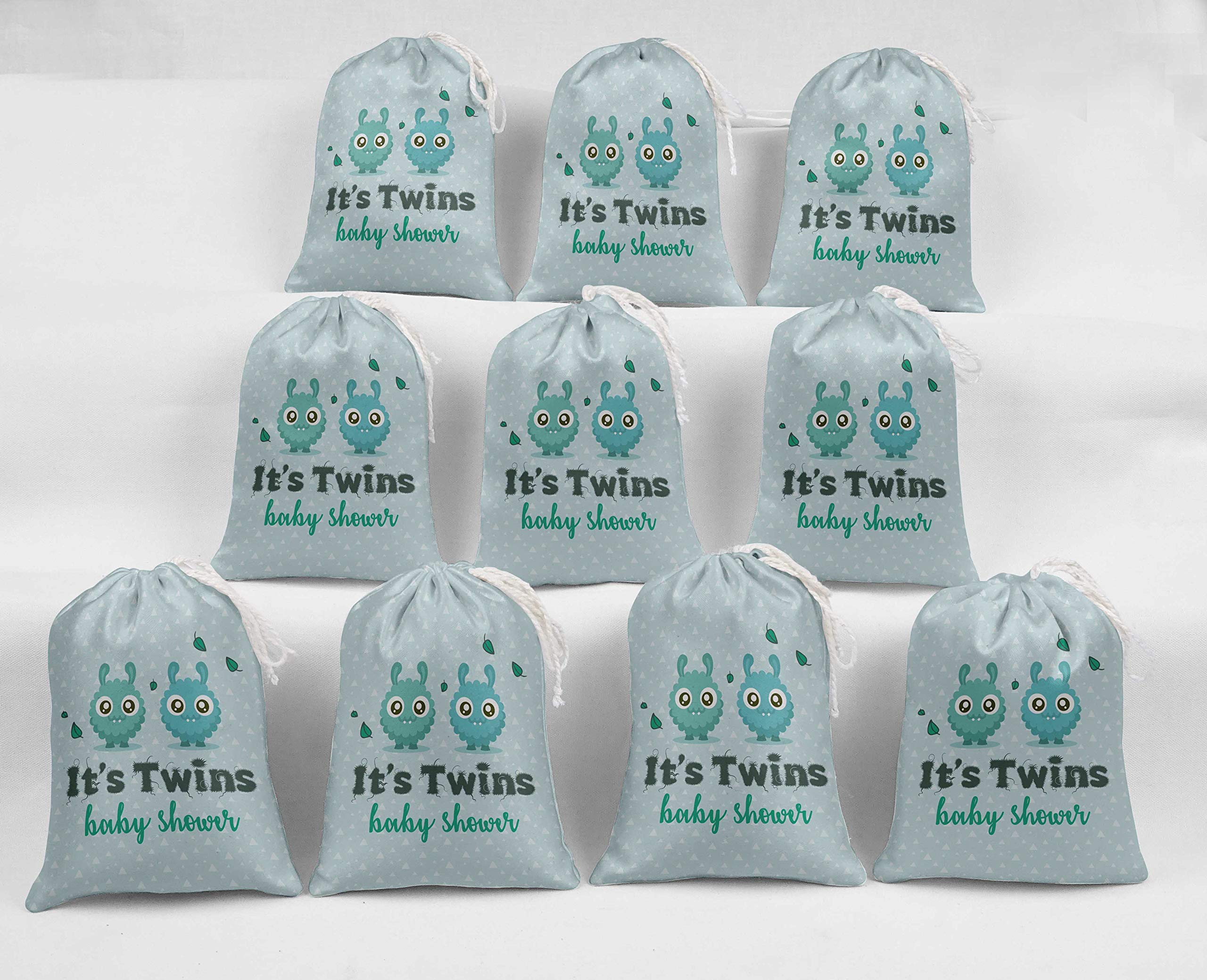 Blue Twins Baby Shower Party Supplies - 15-Piece Favor Bags & Gift Pouches for Gender Reveal, Newborn Celebration, and Twin Themed Events