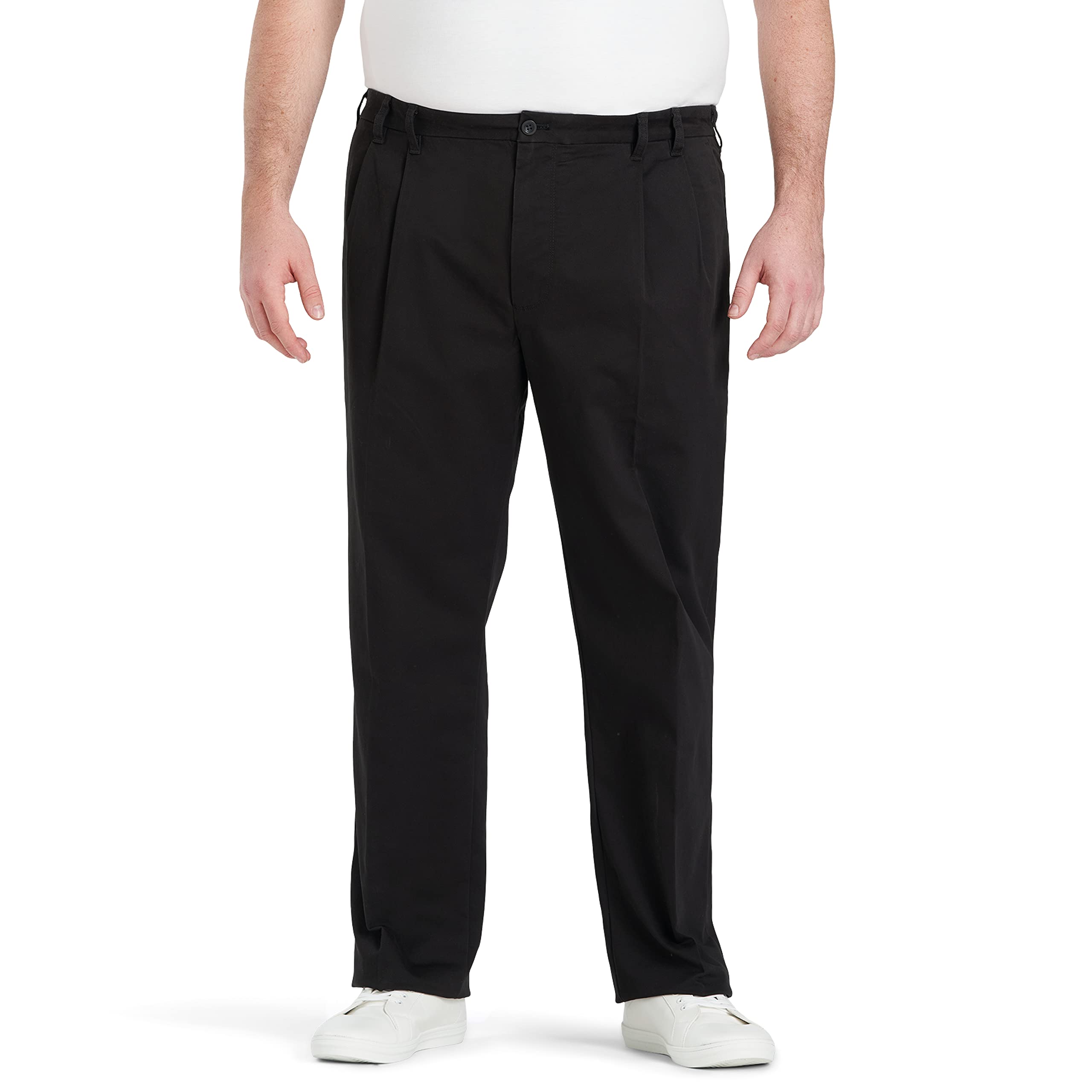 IZOD Men's Big & Tall Performance Stretch Pleated Pants - Comfortable Office & Casual Wear for Tall Men