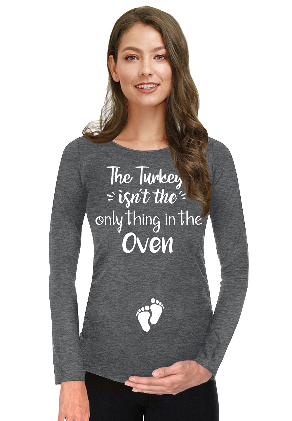 G & PL Women's Maternity Long Sleeve Pregnancy Shirt for Thanksgiving & Christmas - Comfortable Holiday Outfit for Expecting Moms