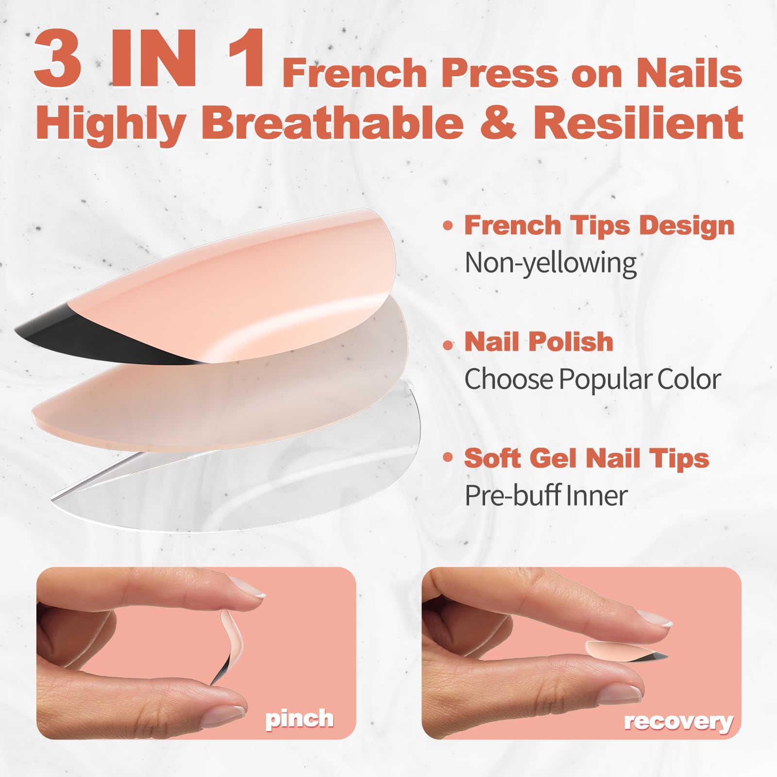French Tip Press On Nails Almond Shape - Short Reusable Fake Nails Kit for Women (30 Pcs, Black French 120) - 15 Sizes, Natural Look, Easy Glue On - Perfect for Parties, Weddings & Everyday Wear