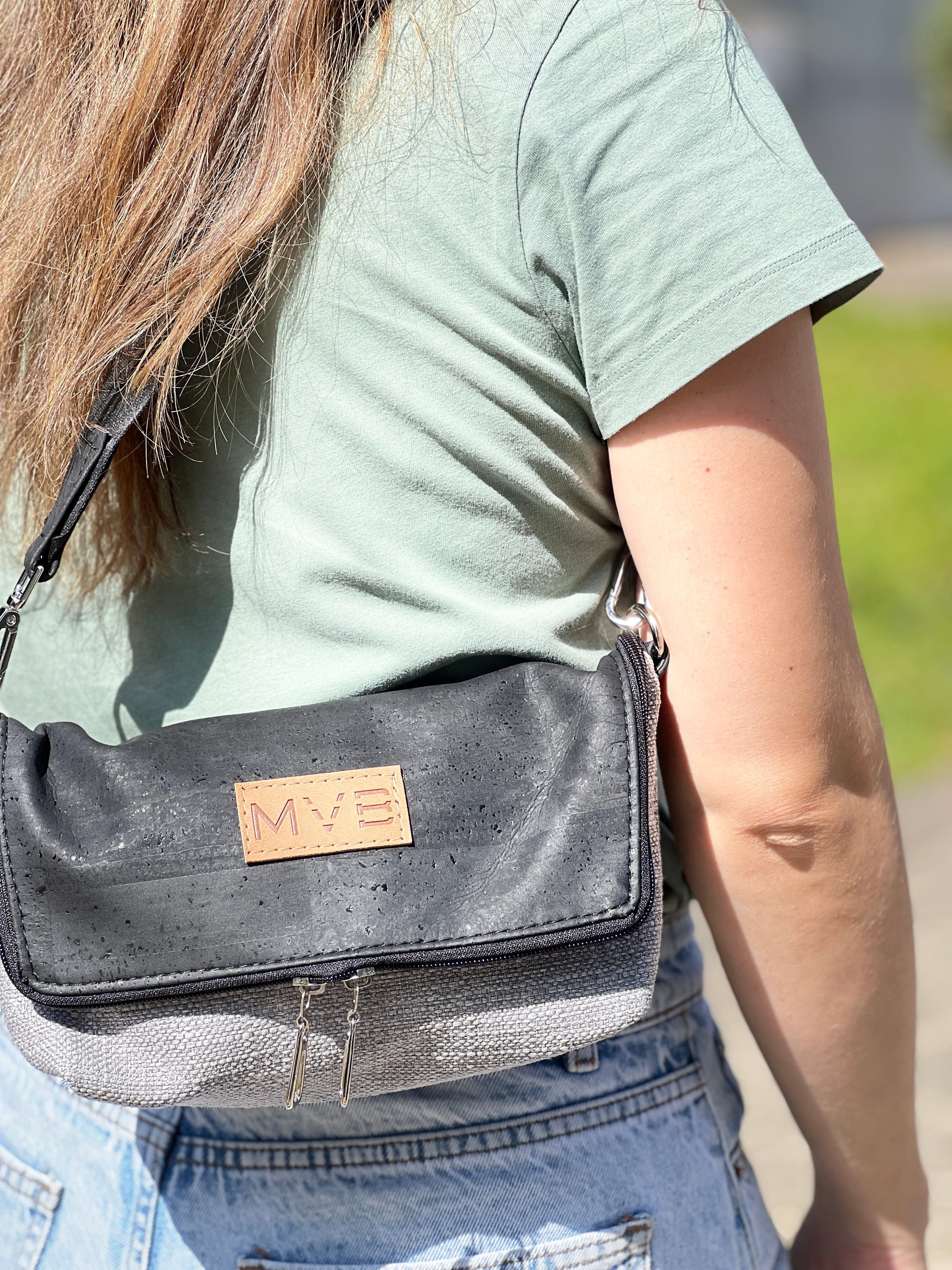 Vegan Crossbody Bag for Women - Summer Canvas & Cork Flop Bag with Soft Ash Finish | Perfect for Beach, Travel, and Everyday Use