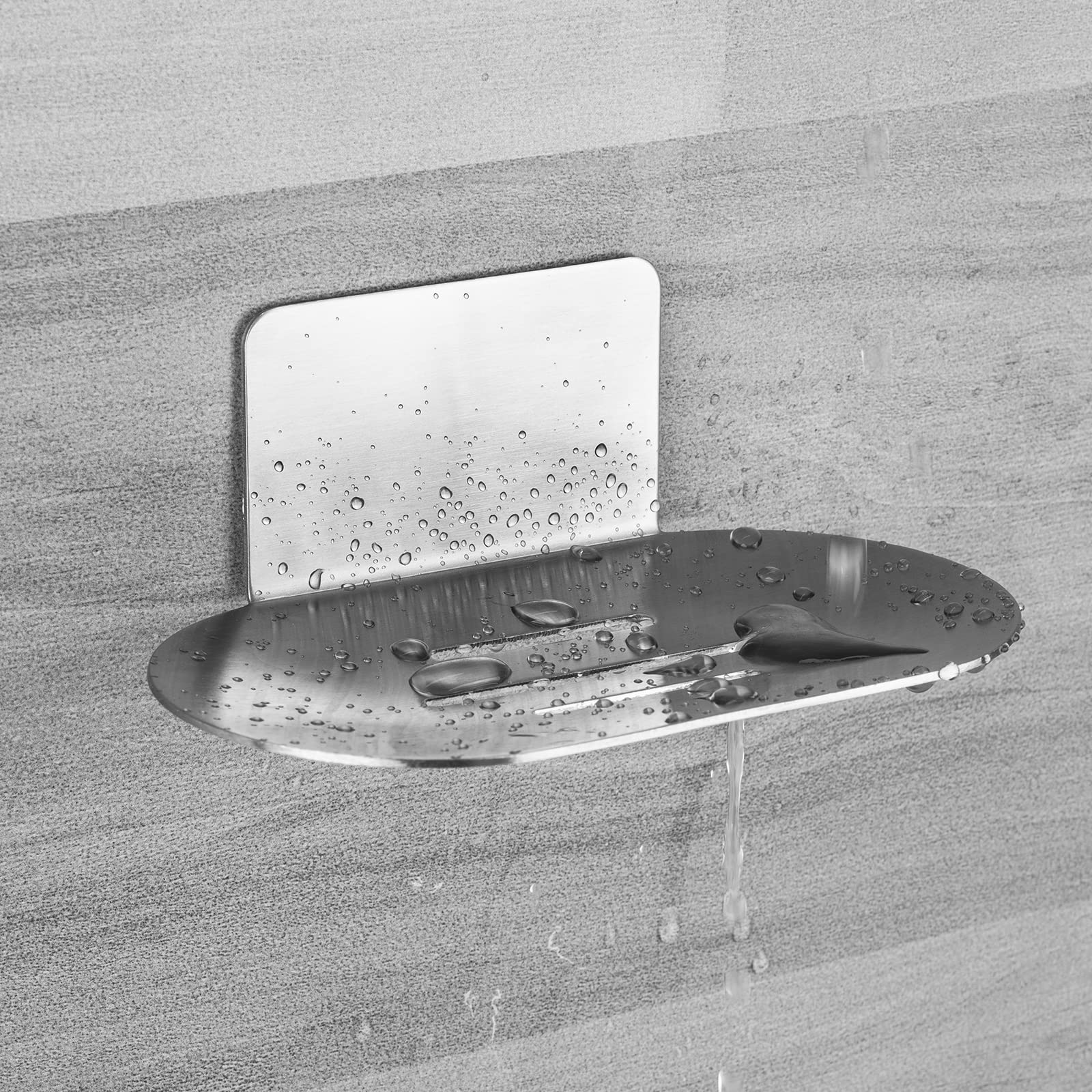 3-Slot Stainless Steel Soap Dish for Shower - Brushed Silver Wall Mounted Soap Holder with Self-Adhesive, Rustproof Bathroom Organizer for Shampoo, Body Wash & Bar Soap - Perfect for Showers, Bathtubs & Wet Areas