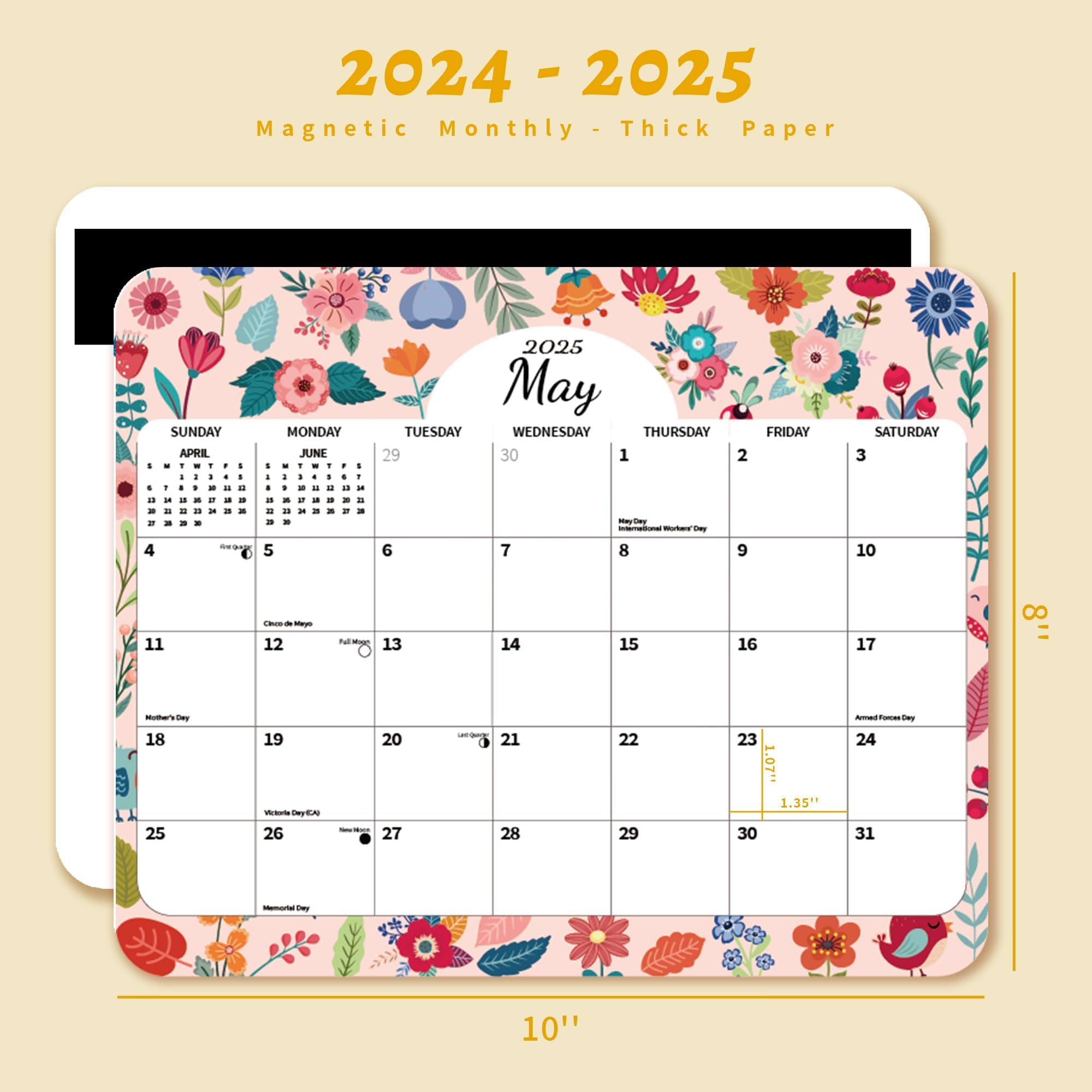 2025 Magnetic Refrigerator Calendar - 12 Month Planner from January to December 2025 (8.1