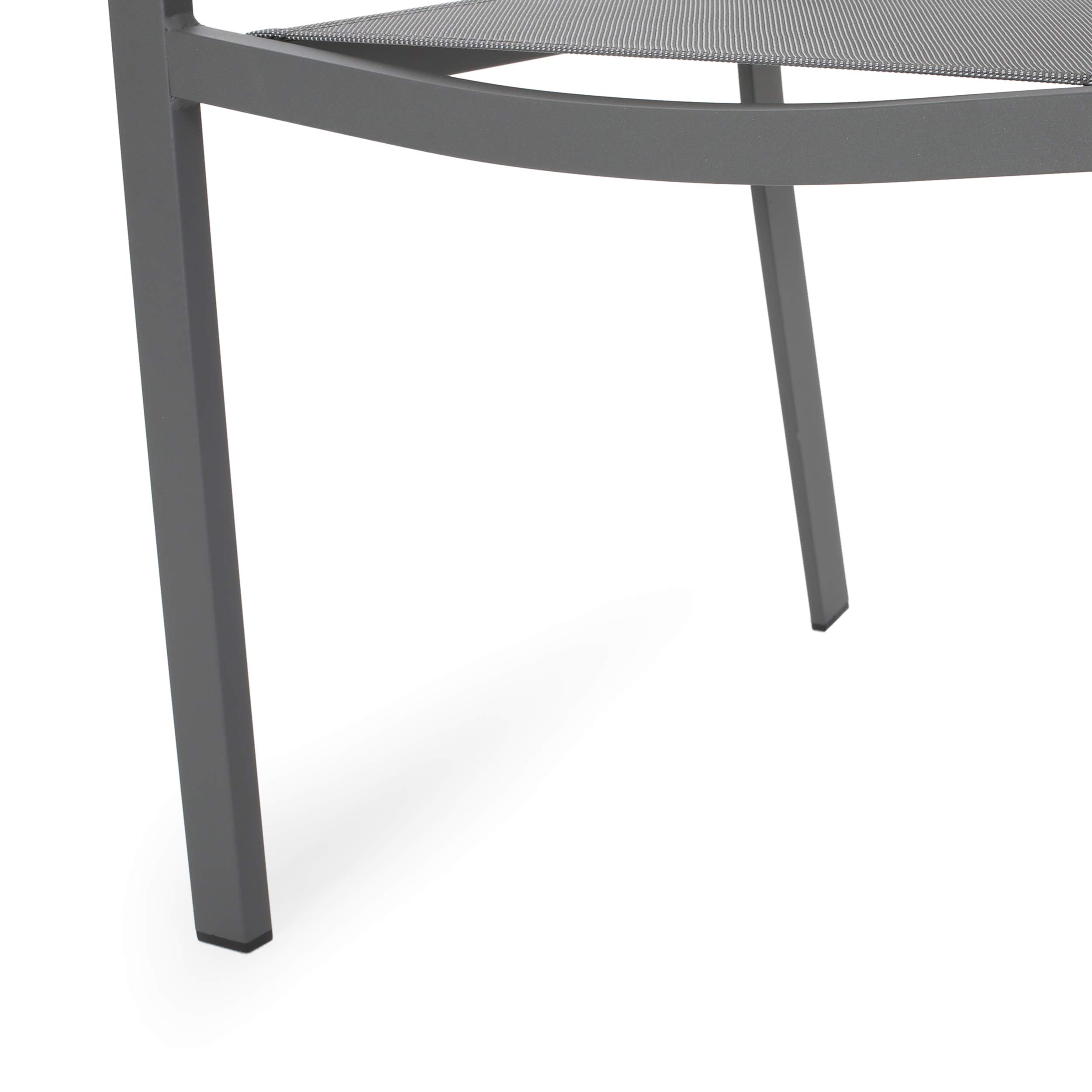 Modern Aluminum Outdoor Dining Chairs with Mesh Seat (Set of 2) - Gun Metal Gray & Dark Gray - Weather-Resistant Patio Furniture for Garden, Poolside & Backyard Dining