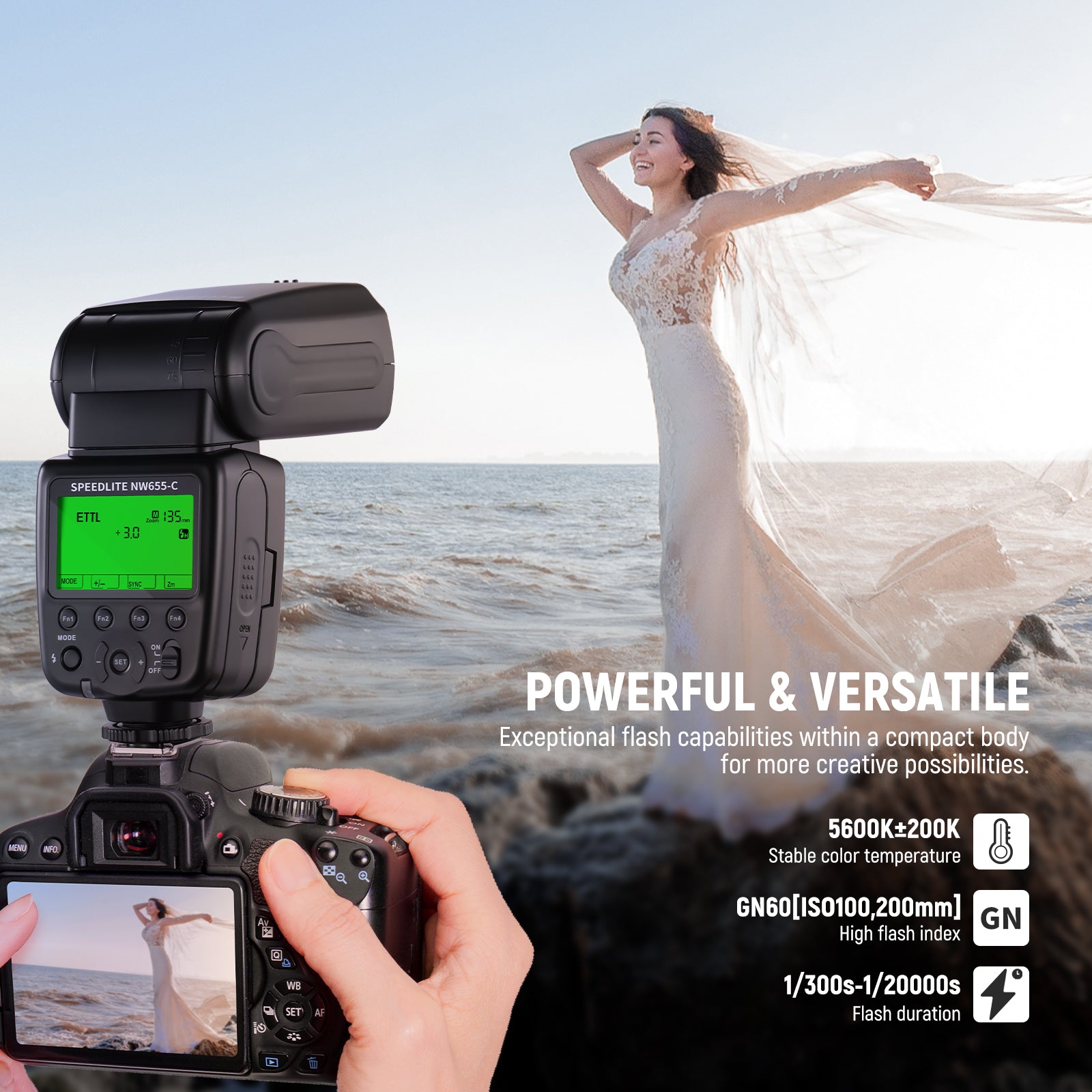 NEEWER NW655 TTL Flash Speedlite for Canon Nikon Sony DSLR Cameras - Professional Photography Lighting for Portraits, Events & Studio Shoots