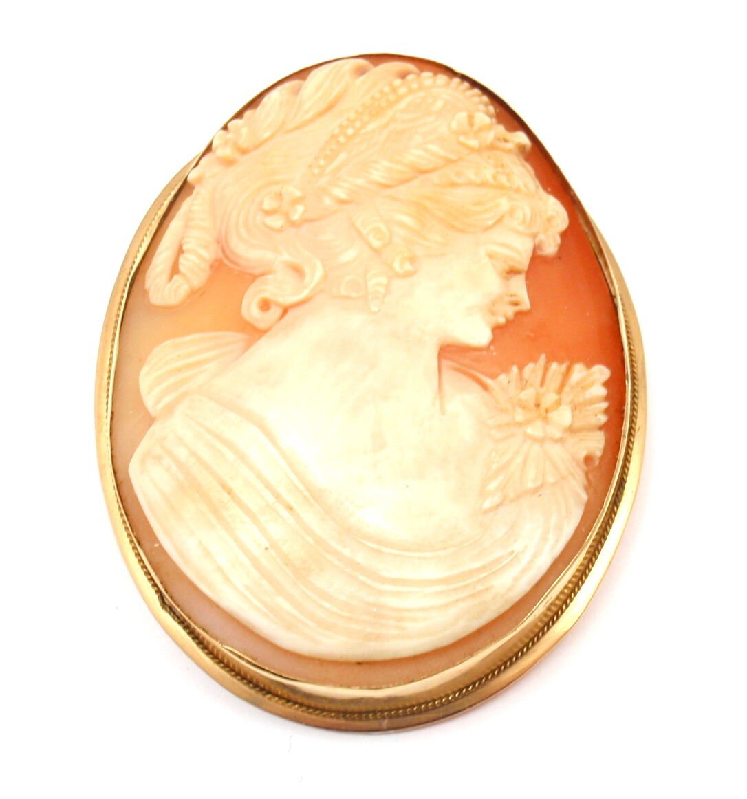 Vintage 18K Yellow Gold Large Cameo Pendant Brooch - Elegant Statement Jewelry for Women, Perfect for Weddings, Parties & Special Occasions