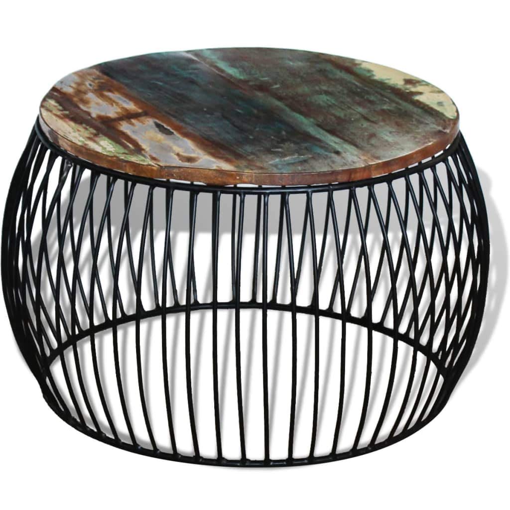 Reclaimed Wood Coffee Table Round 26.8 Inch - Rustic Farmhouse Style Living Room Center Table for Home Decor & Cozy Gatherings