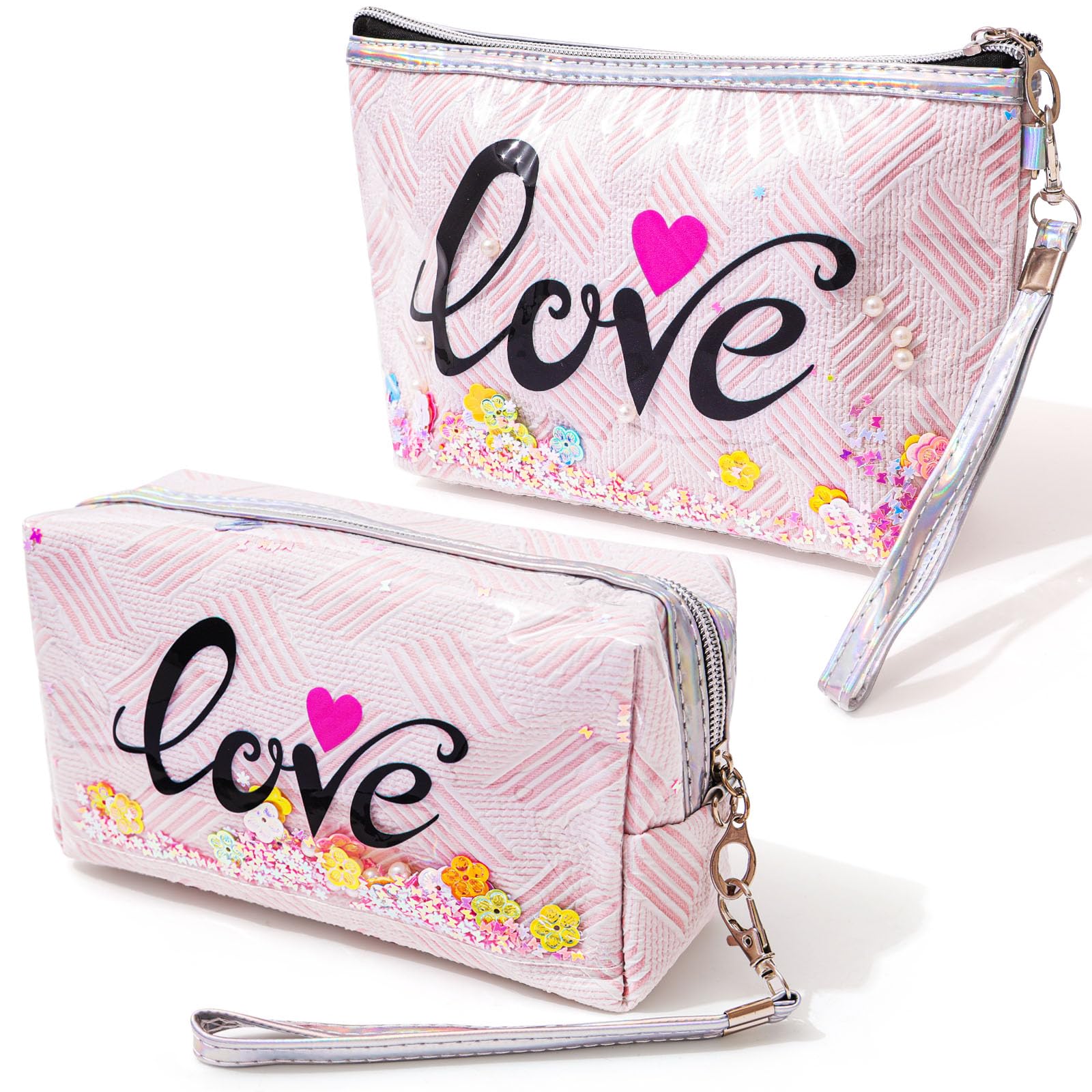 Waterproof Travel Makeup Bag - Large Capacity Cosmetic Organizer with Zipper & Handle - Portable Toiletry Case for Women - Perfect for Airplane, Gym & Vacation (2 Pack)