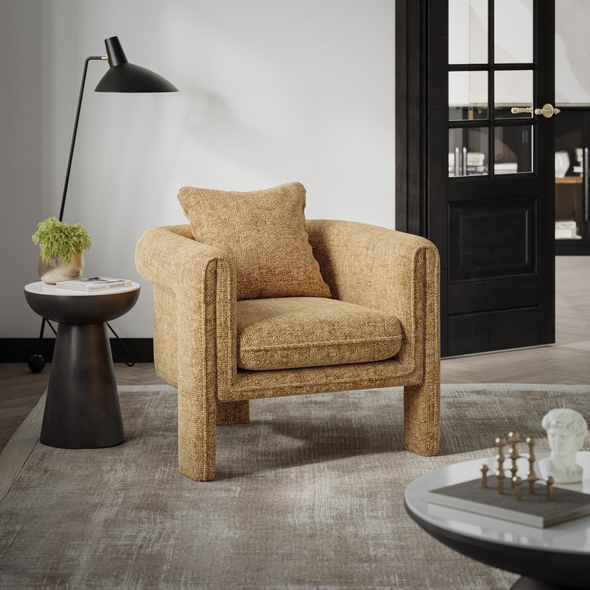 Adley Accent Chair - Modern Upholstered Living Room Chair with Solid Wood Legs | Perfect for Home Office, Bedroom, or Reading Nook
