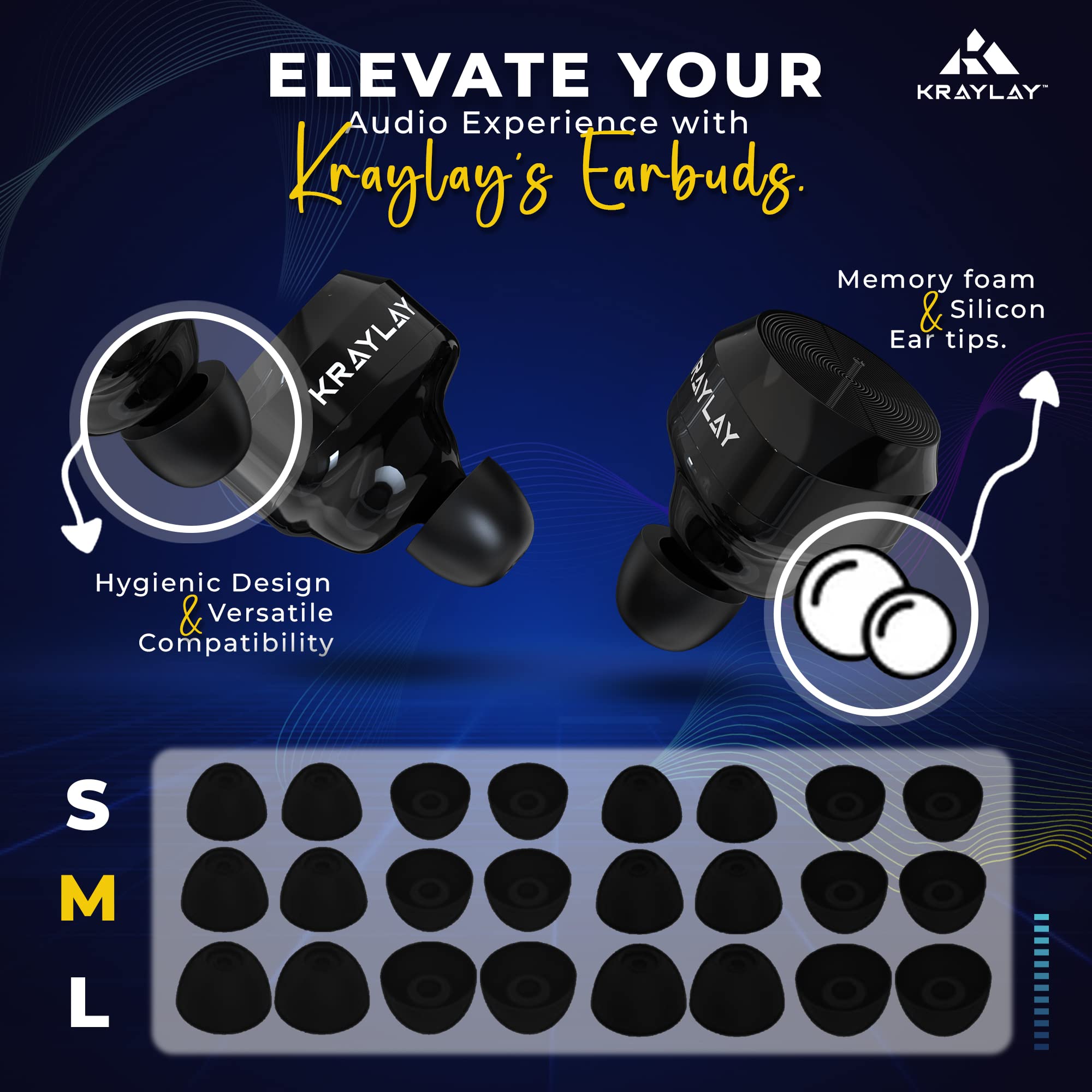 Wireless Bluetooth 5.3 Earbuds with 40H Playtime, IPX7 Waterproof, Memory Foam Ear Tips for Secure Fit - Perfect for Running, Gym Workouts & Gaming (Black)