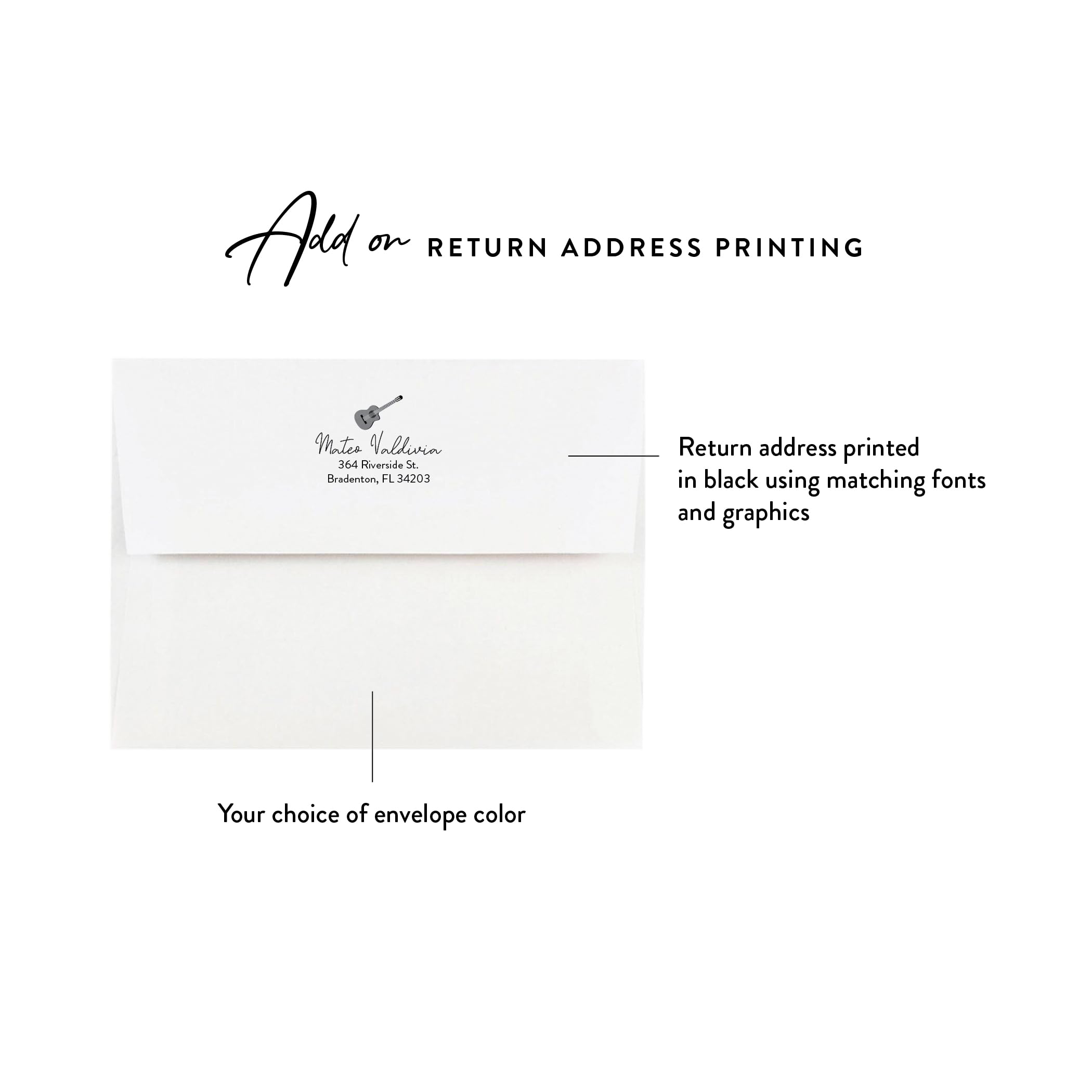 Personalized Guitar Note Cards with Envelopes - Custom Thank You Stationery Set, Choose Quantity & Envelope Color - Perfect for Musicians, Music Teachers & Guitar Lovers (Birthday, Wedding, Thank You Notes)