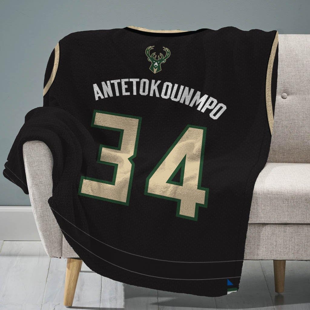 Milwaukee Bucks Giannis Antetokounmpo 60x80 Inch NBA Plush Throw Blanket - Soft Raschel Knit Basketball Bedding for Fans, Perfect for Game Nights & Cozy Home Decor
