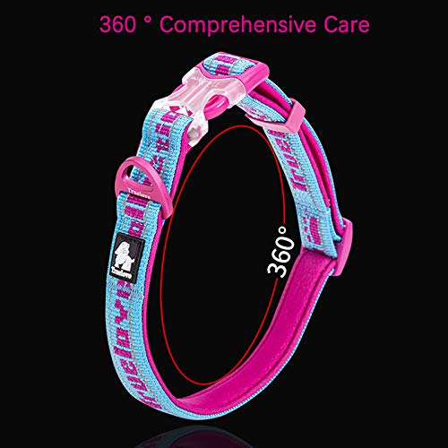 La La Pet® Reflective Adjustable Lightweight Dog Collar - Breathable Soft Padded Nylon Puppy Training Collar with Buckle & D-Ring for Small Medium Dogs - Perfect for Outdoor Walking, Running, Hiking & Night Safety (Brown, Medium)