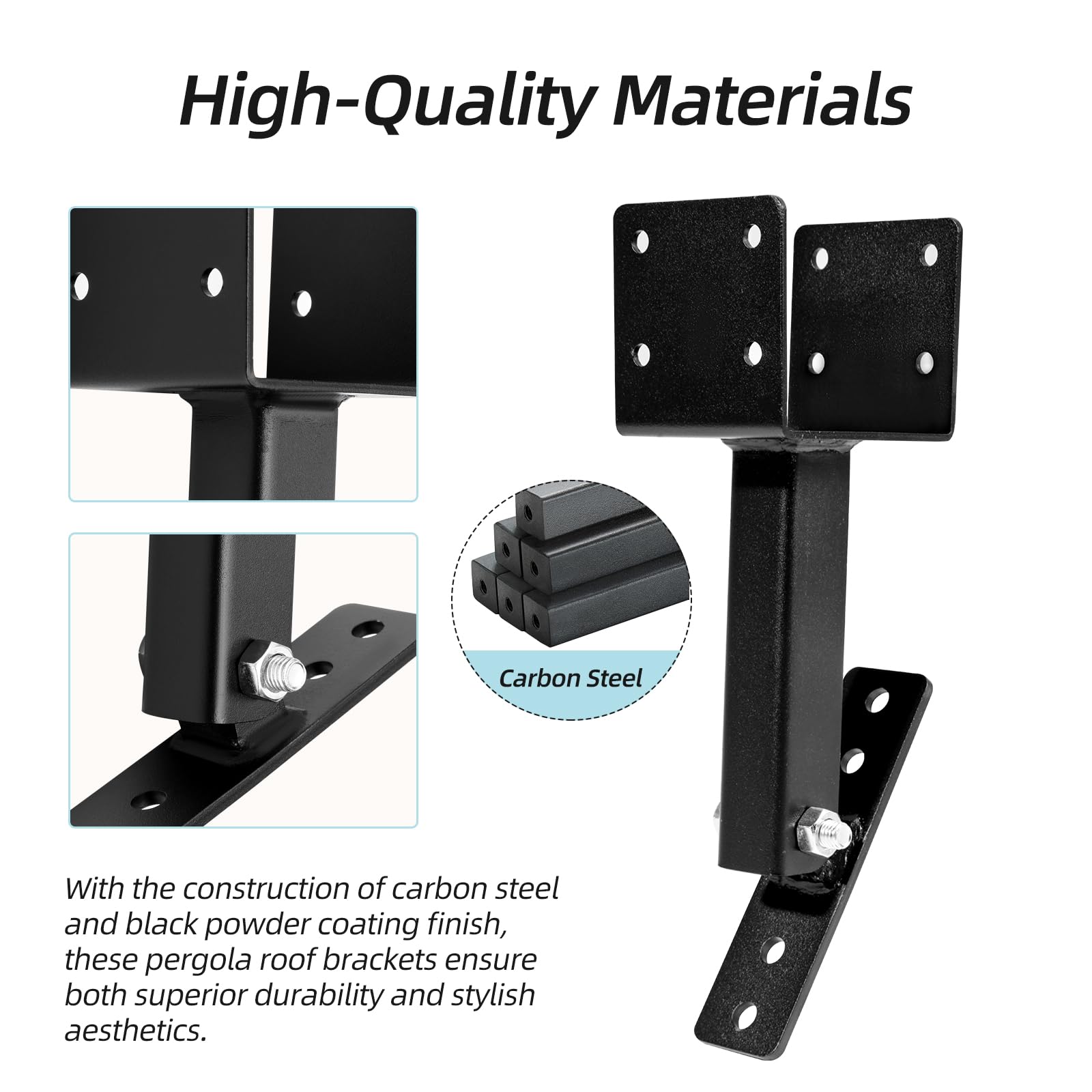 3 Pack Heavy Duty Adjustable Pergola Roof Riser Brackets Kit - Fits 4×4 Wood Beams for Patio Covers, Gazebos & Outdoor Structures - Perfect for DIY Backyard Pergola Installation & Wooden Deck Roof Support