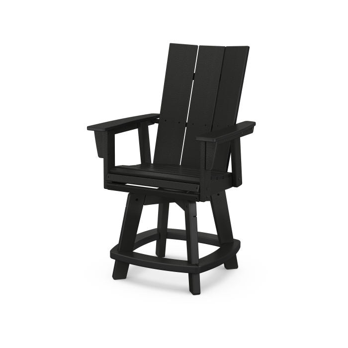 POLYWOOD Modern Curveback Adirondack Swivel Counter Chair - Outdoor Bar Stool for Patio, Deck & Poolside - Weather-Resistant & Durable