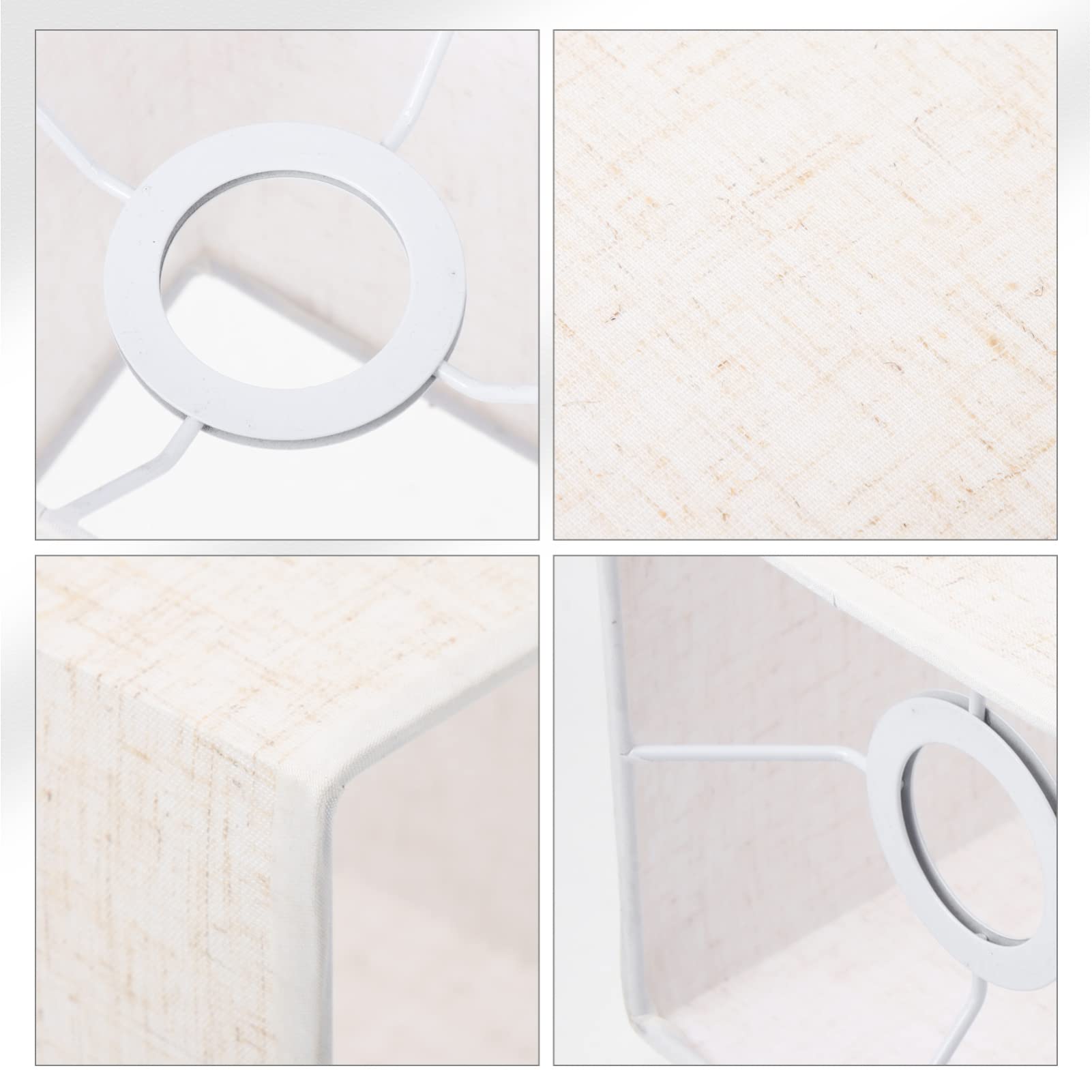 ARTIBETTER White Linen Rectangular Lamp Shade - Clip-On Light Cover Replacement for Floor, Table & Wall Lamps - Breathable Natural Fabric Lampshade in Beige & White | Perfect for Living Room, Bedroom & Office Lighting Decor