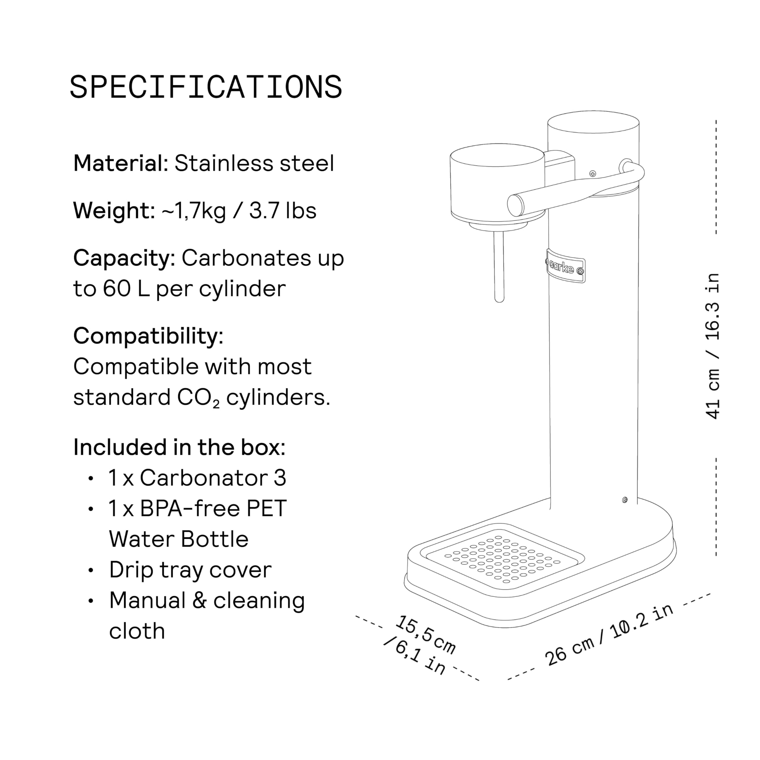 Aarke Carbonator III Premium Sparkling Water Maker - Soda & Seltzer Machine with PET Bottle for Home & Office (Matte White) | Perfect for Cocktails, Mocktails & Healthy Hydration