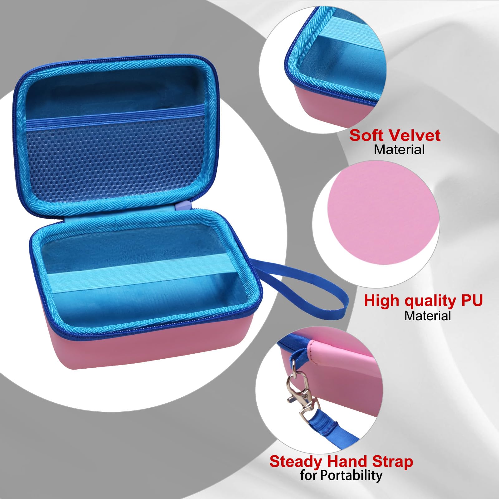 LTGEM EVA Talking Flash Cards Storage Case - Compatible with QuTZ, FREE TO FLY, Ednzion & More - Portable Hard Travel Toy Organizer (Pink & Blue) - Perfect for Kids Learning, Travel & School Supplies Storage