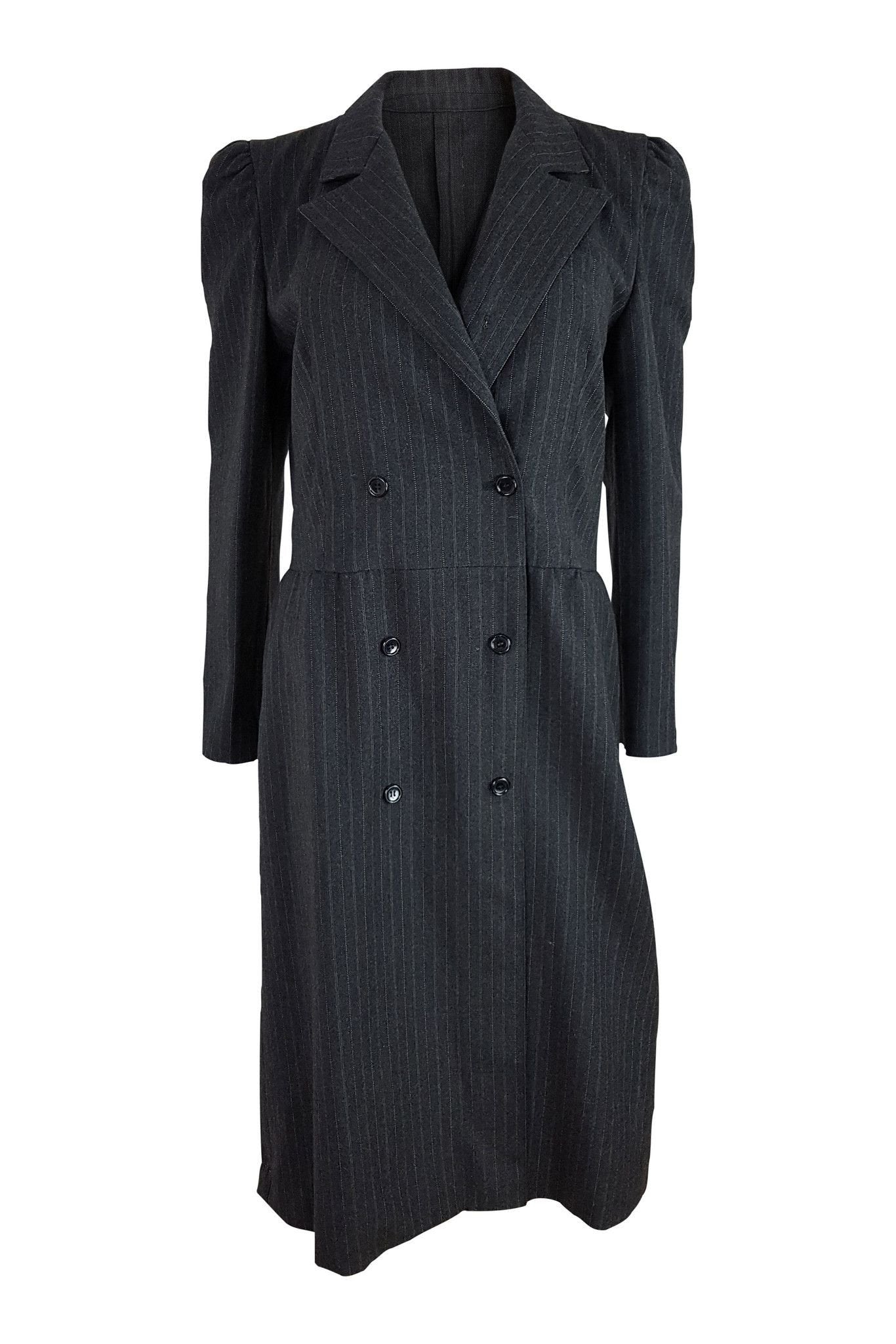 LANGE Grey Unlined Pinstripe Double Breasted Wool Jacket for Men - Size 40 | Business Formal Wear | Perfect for Office Meetings, Weddings & Professional Events