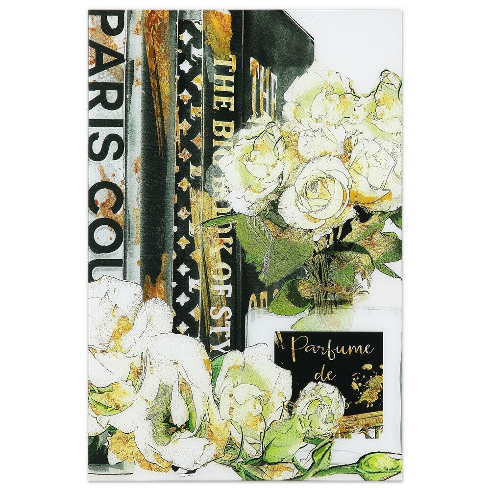 Big Book of Style - Unframed Free Floating Tempered Glass Wall Art in Multi Colors - Perfect for Living Room, Bedroom & Office Decor