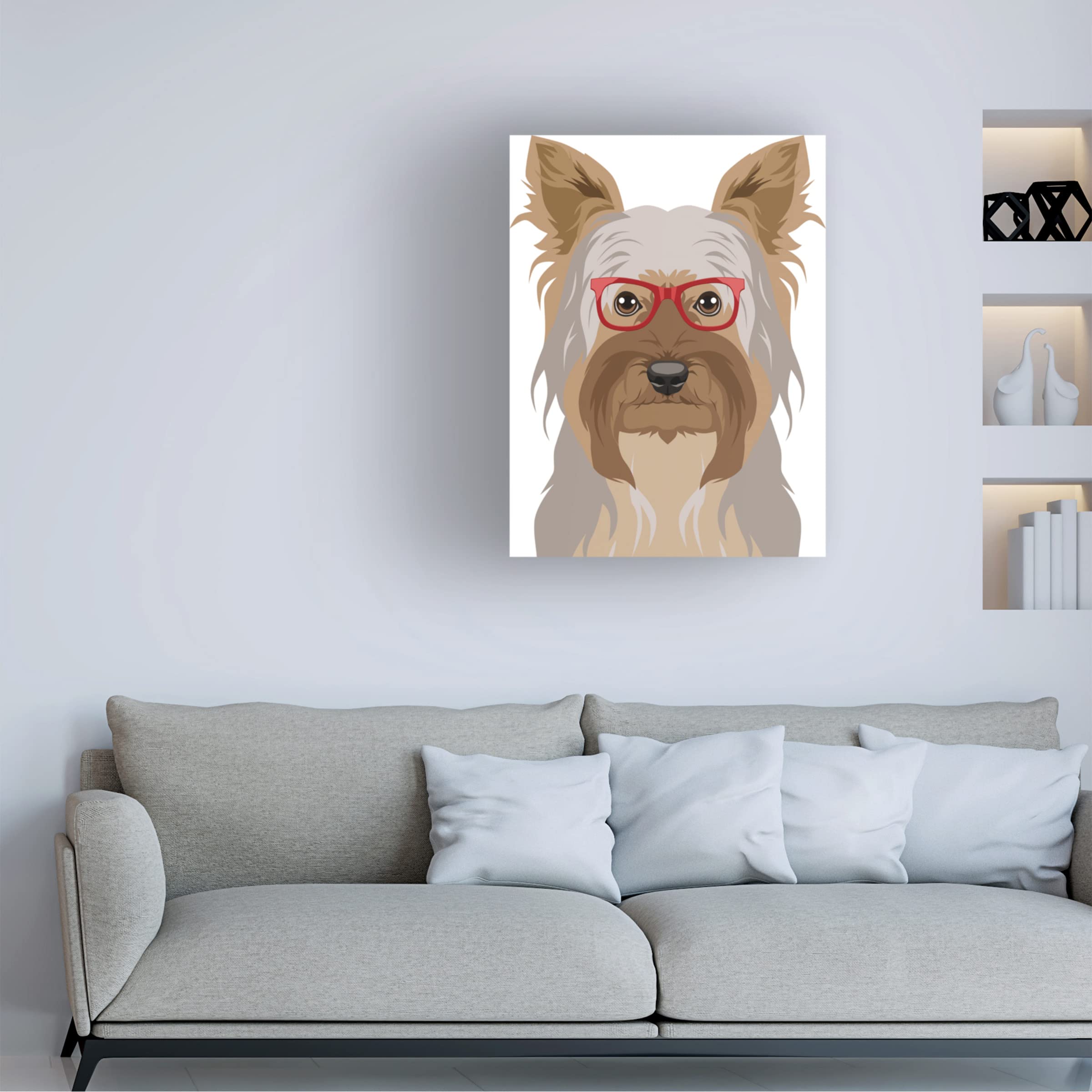 Trademark Fine Art 'Yorkshire Terrier Wearing Hipster Glasses 2' Canvas Wall Art Print by Furbaby Affiliates - Perfect for Pet Lovers' Home Decor, Office & Gift Giving