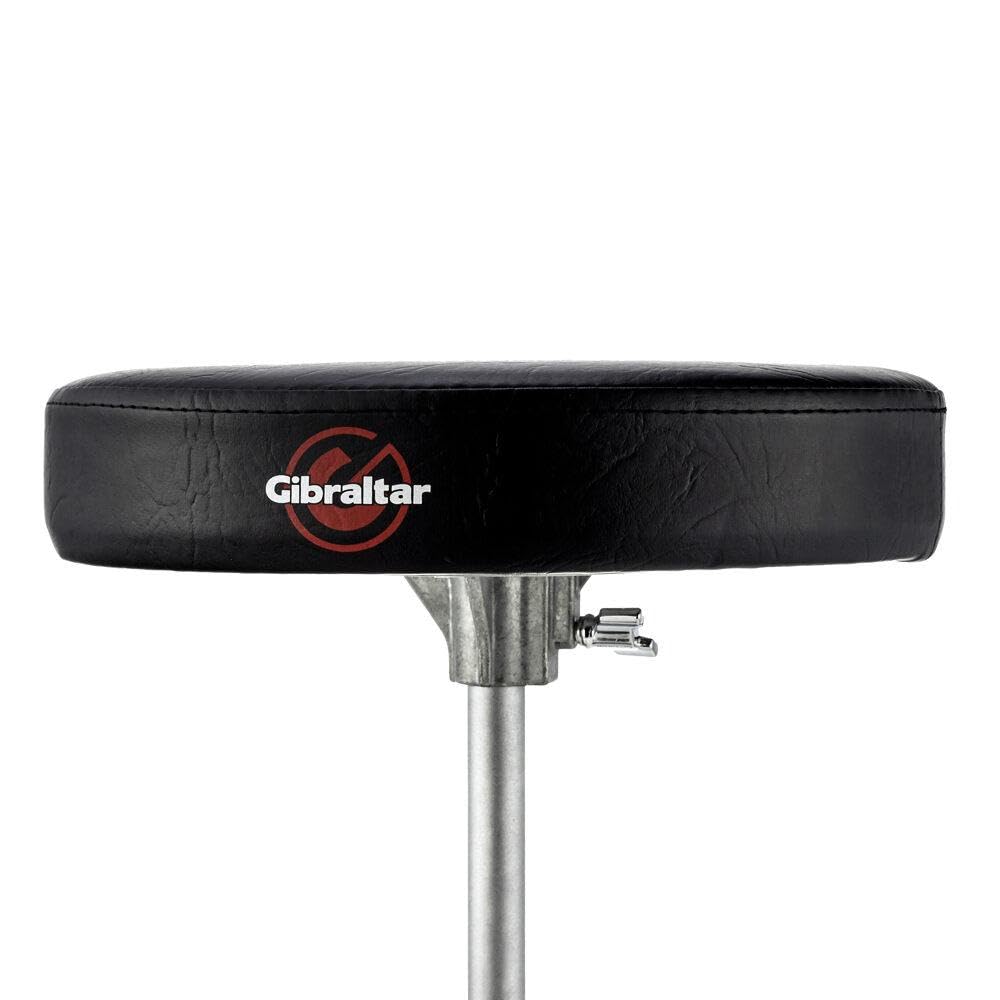 Gibraltar 5608 Drum Throne - 13” Round Vinyl Drum Seat with Cushioned Top, Adjustable Height & Memory Lock - Single-Braced Collapsible Tripod Base for Portability - Perfect for Drummers, Percussionists & Music Practice Sessions