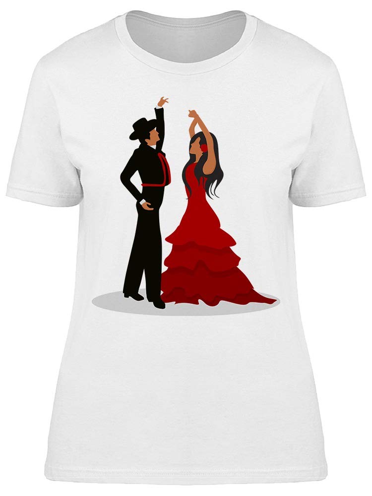 Smartprints Flamenco Dance Couple T-Shirt for Women | Spanish Dance Theme Graphic Tee | Perfect for Dance Classes, Date Nights & Hispanic Heritage Events