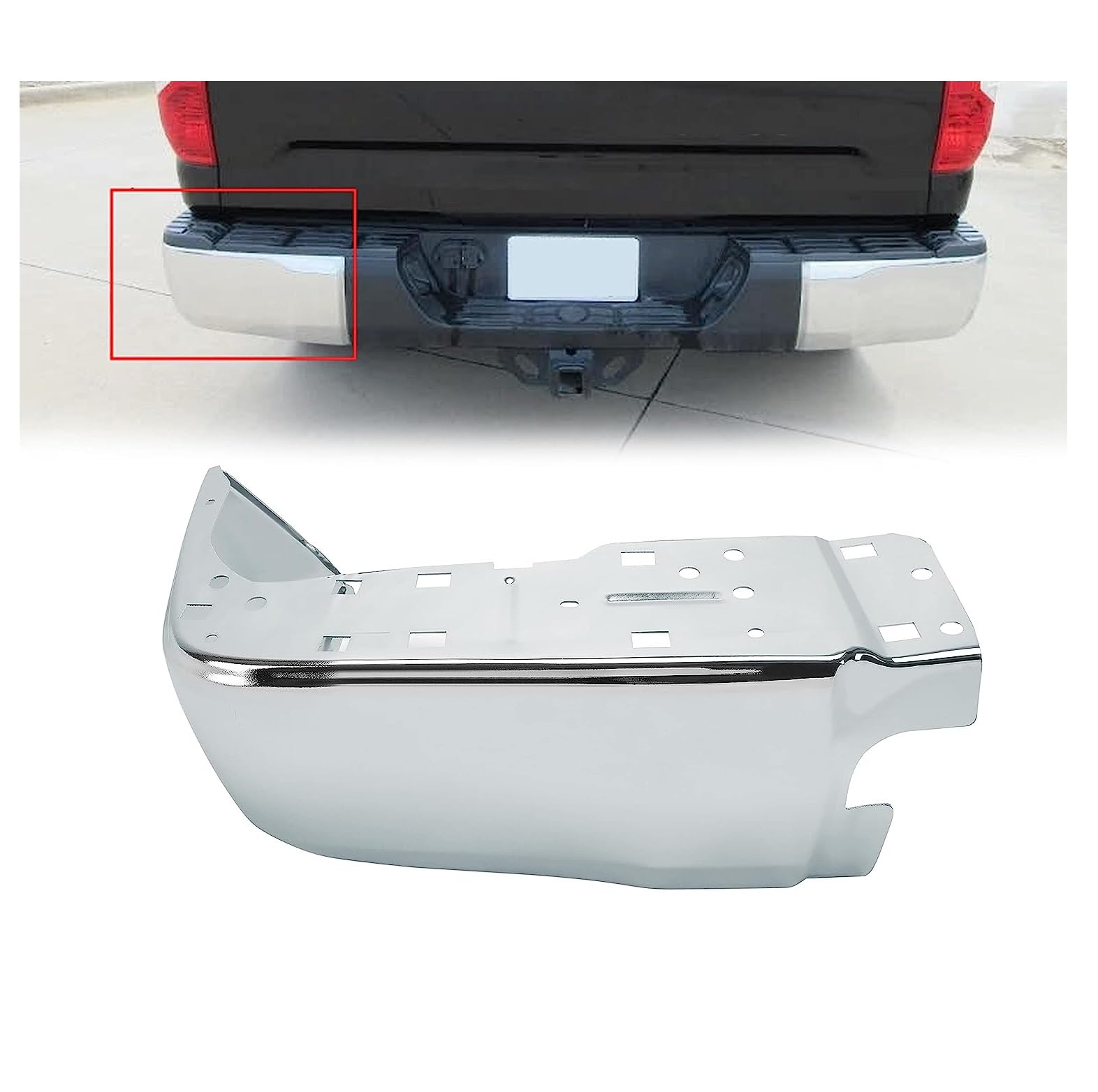 KUAFU Rear Bumper End Caps Covers - Chrome Left Side Corner Extension Compatible with 2014-2020 Toyota Tundra (No Parking Sensors) | Durable Protection & Stylish Upgrade for Truck Accessories