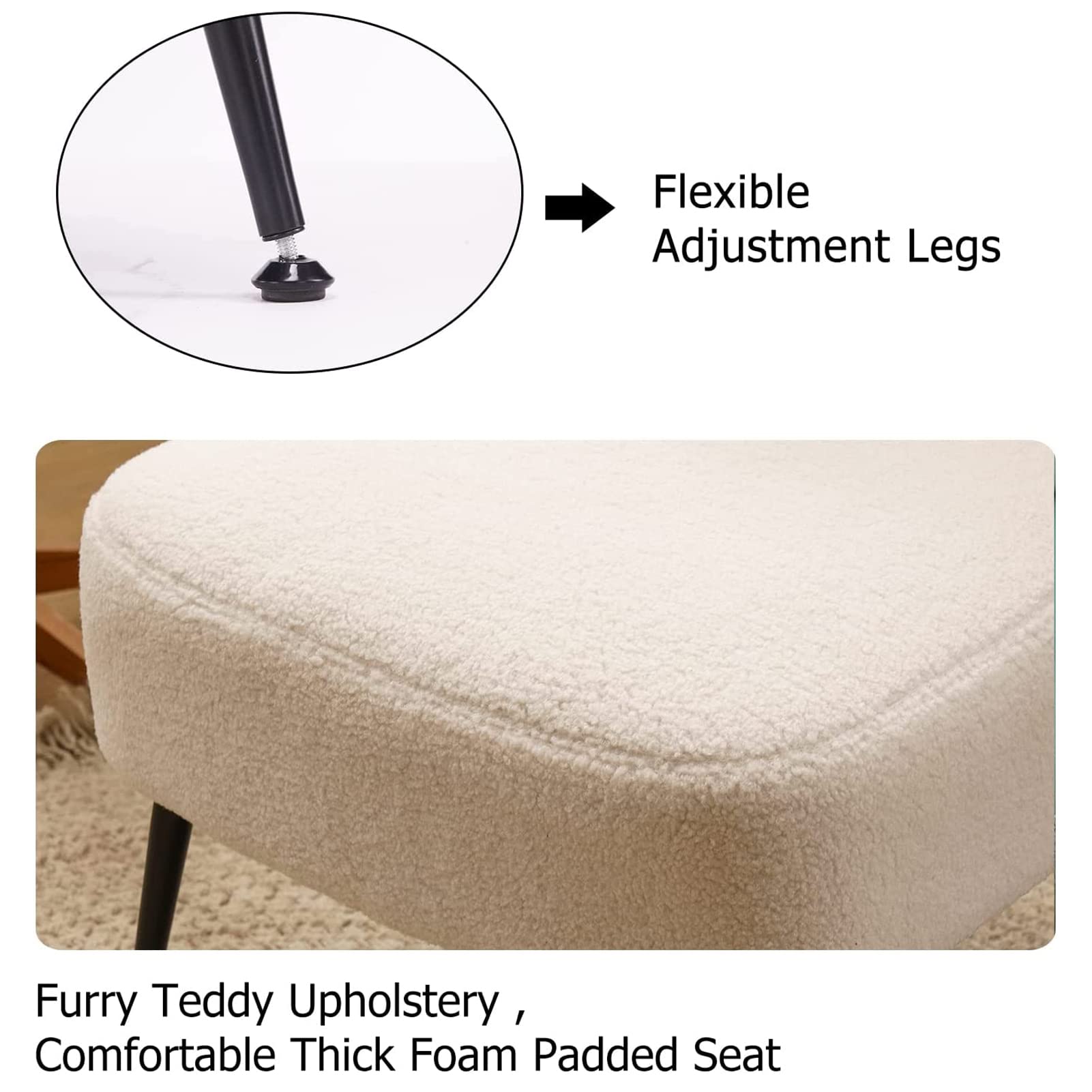 Tufted Accent Chair with Black Metal Legs - Armless Upholstered Lounge Chair for Living Room, Home Office & Reading Nook - Comfortable Single Sofa & Leisure Club Chair for Relaxing, Reading & Working