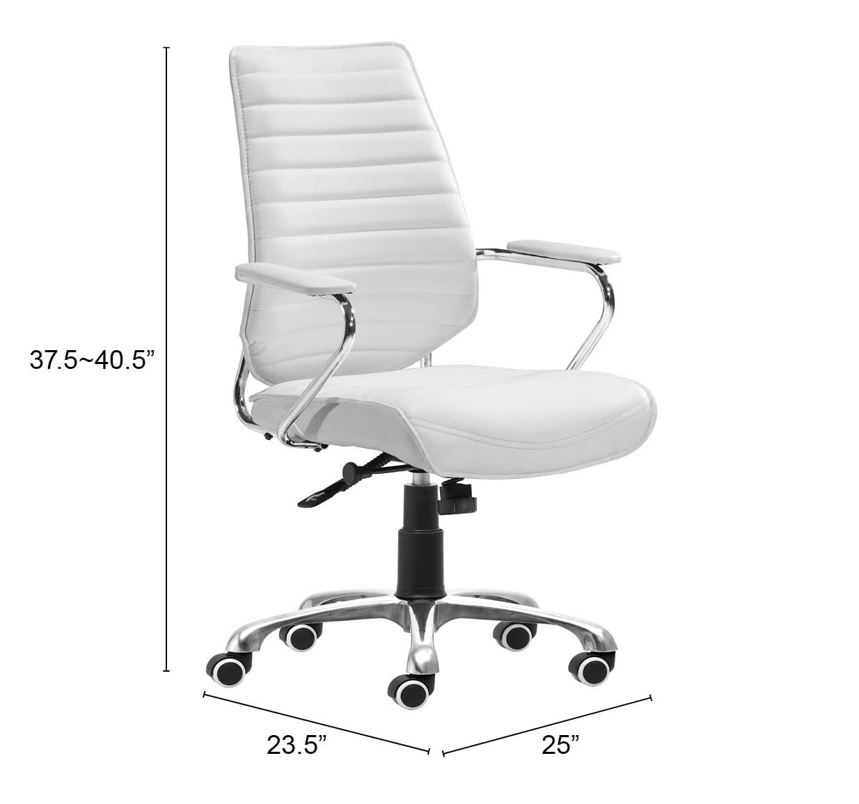 Zuo Modern Low Back Office Chair - Ergonomic White Executive Chair for Home & Office - Comfortable Desk Chair for Work, Study & Gaming