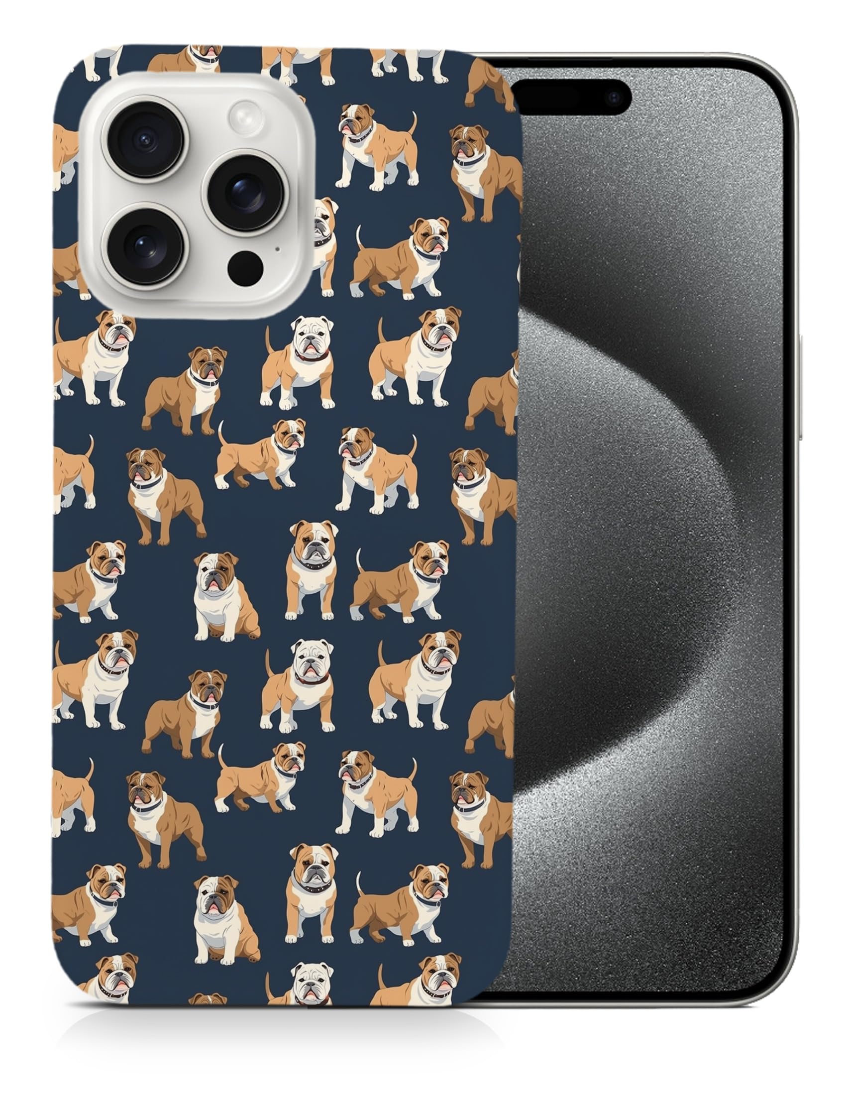 Stylish Bulldog Puppy Dog Pattern Durable Polycarbonate Phone Case for Apple iPhone 15 Pro Max - Perfect for Pet Lovers & Everyday Protection
