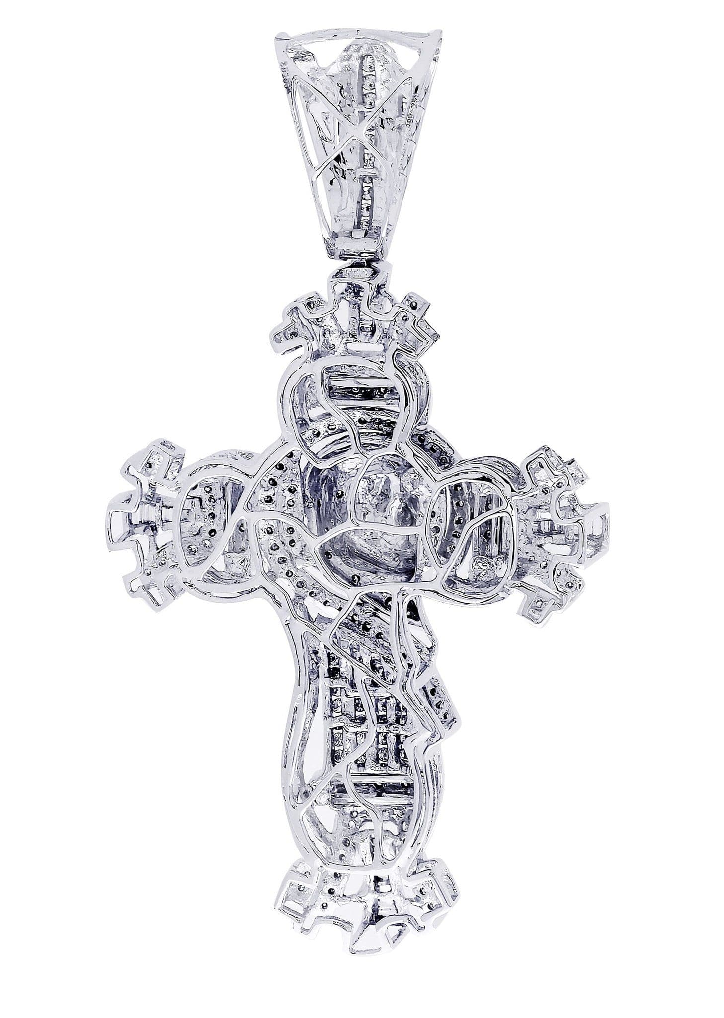 2.7 Carat Diamond Cross Pendant Necklace - 23.4 Grams Solid Gold Religious Jewelry for Women - Perfect for Baptism, First Communion & Special Occasions