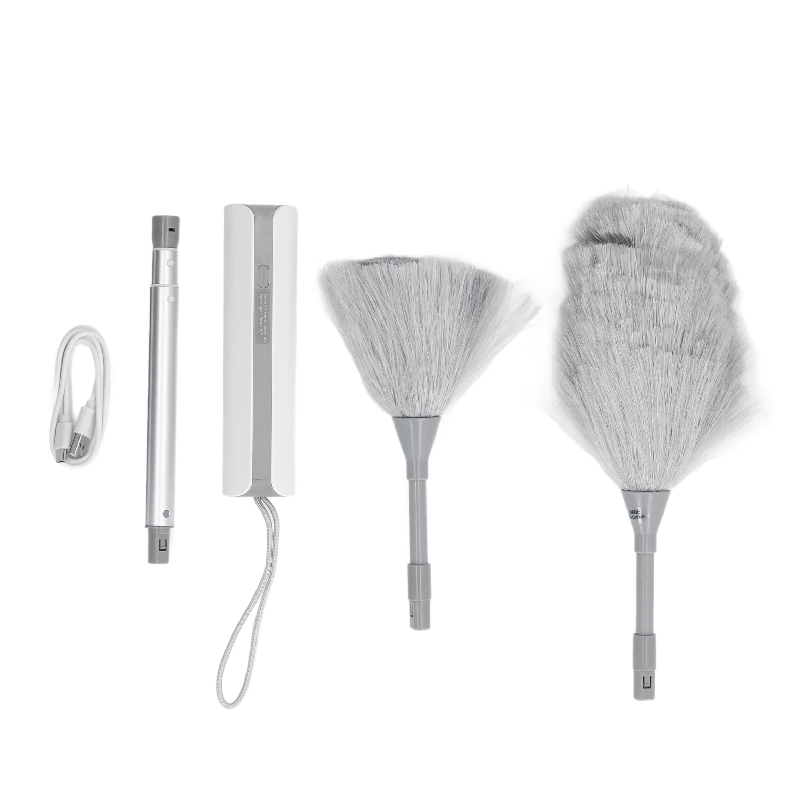 Premium Electric Feather Duster with Electrostatic Adsorption - Flexible Microfiber Head for Dusting Windows, Blinds, Furniture, Chandeliers, Cars & Electronics | Ideal for Home Cleaning, Office, Car Detailing & Computer Maintenance