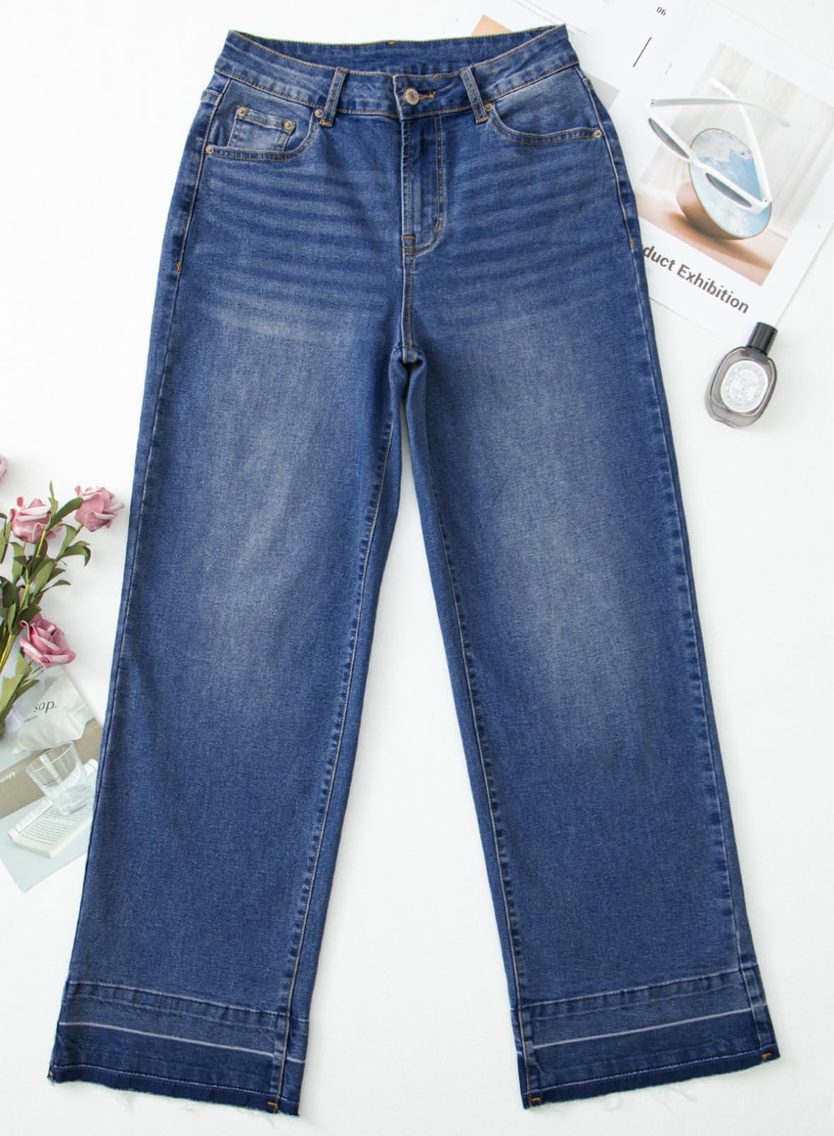 Stylish Women's High Waisted Wide Leg Jeans - Trendy Straight Leg Denim Pants for Casual & Office Wear | Comfortable Stretch Zimbaplatinum Jeans for Everyday Fashion