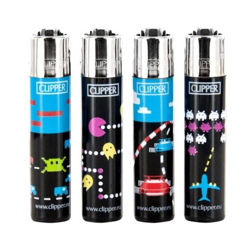 Atari Classic Video Games Collection - 4-Piece Clipper Lighter Bundle for Gamers & Collectors | Perfect for Gaming Rooms, Retro Parties & Gift Giving