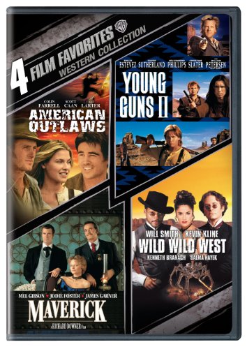 4 Film Favorites: Western Collection (American Outlaws / Young Guns II / Maverick / Wild Wild West) - Classic Western Movies for Movie Nights & Western Fans
