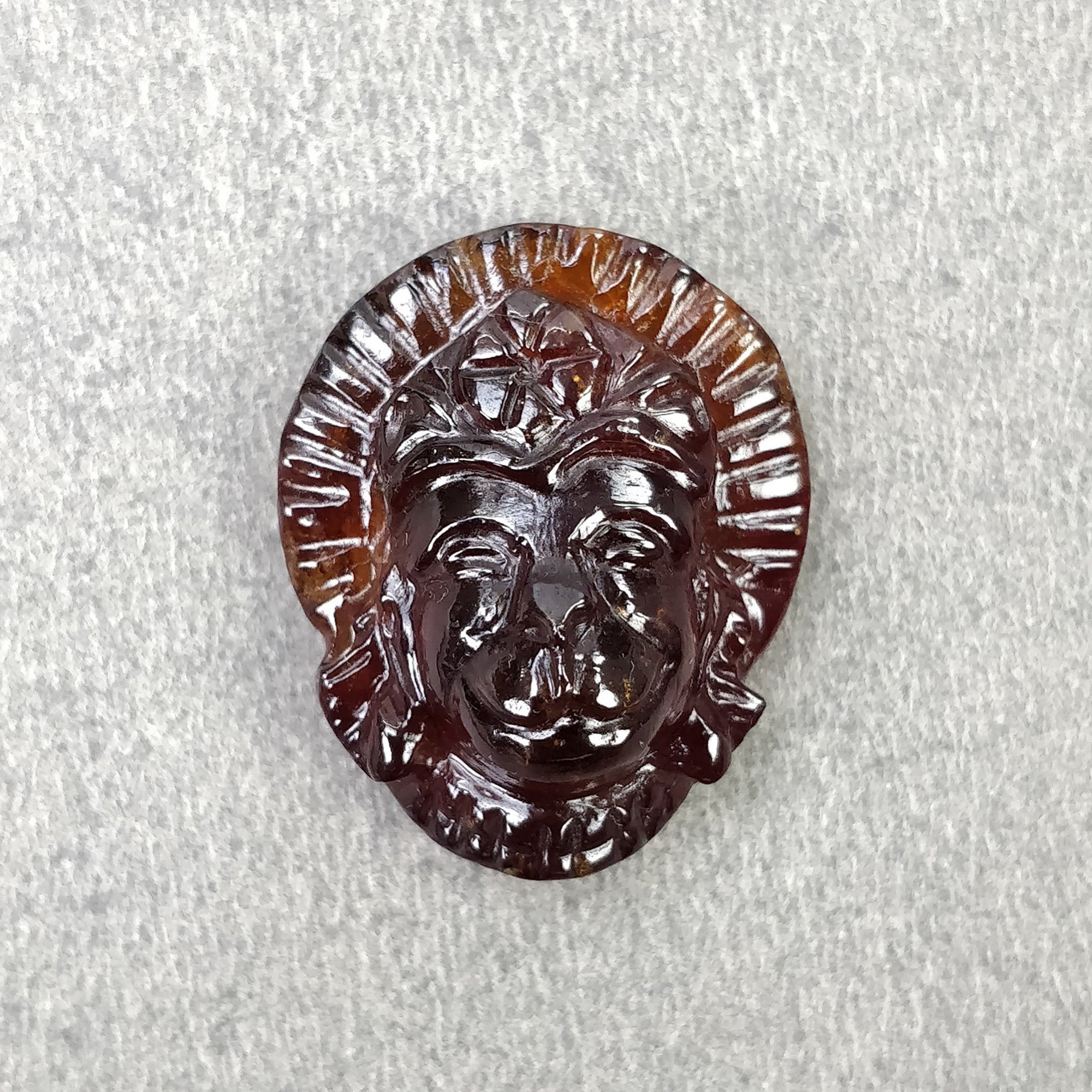 Natural Hessonite Garnet Gemstone Carving - 39.60cts Untreated Hand Carved Lord Hanuman 24x20mm (Video Included) | Spiritual Jewelry, Meditation Aid & Unique Gift for Gem Collectors