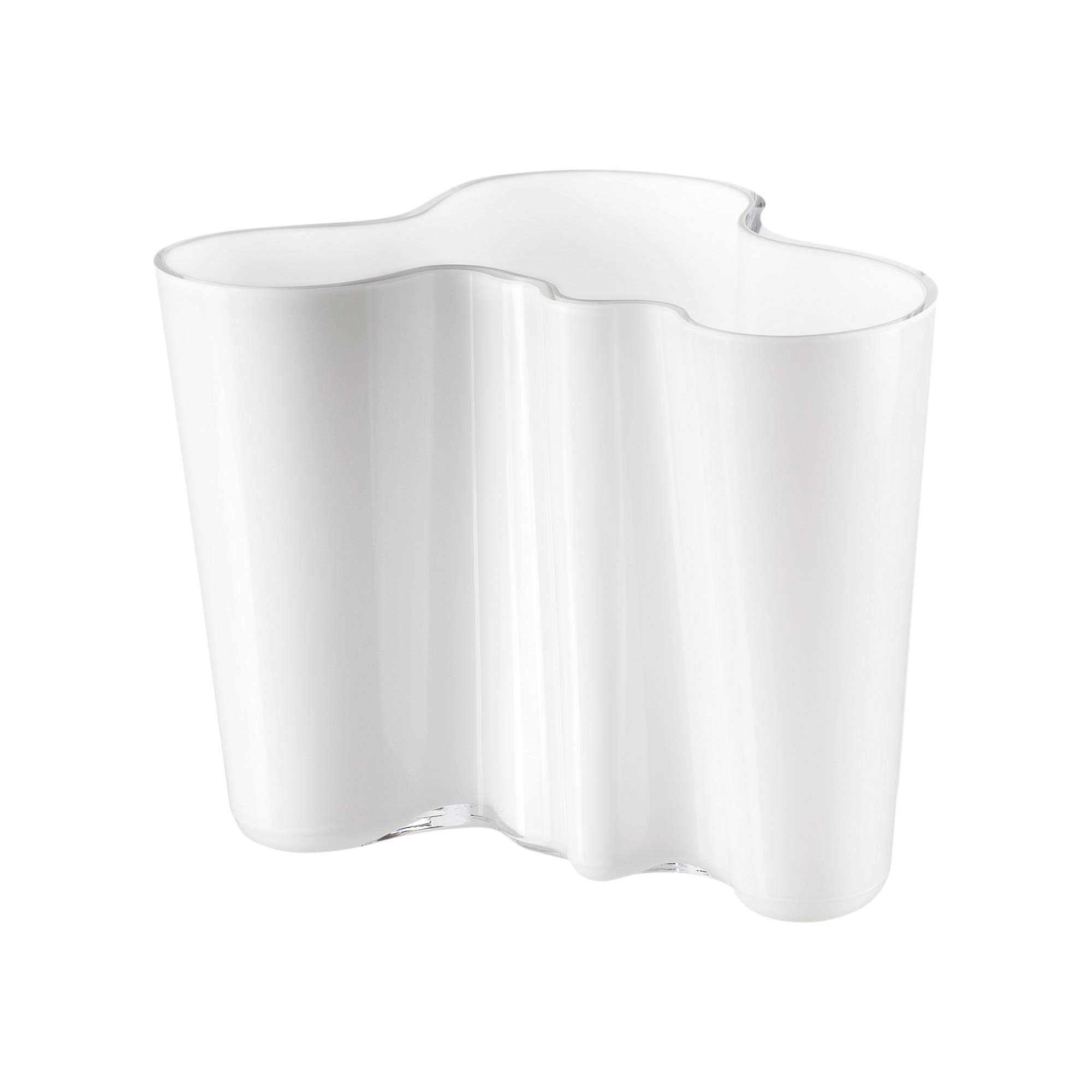 Iittala Alvar Aalto 160mm White Glass Vase - Modern Scandinavian Home Decor for Living Room, Dining Table & Office Desk