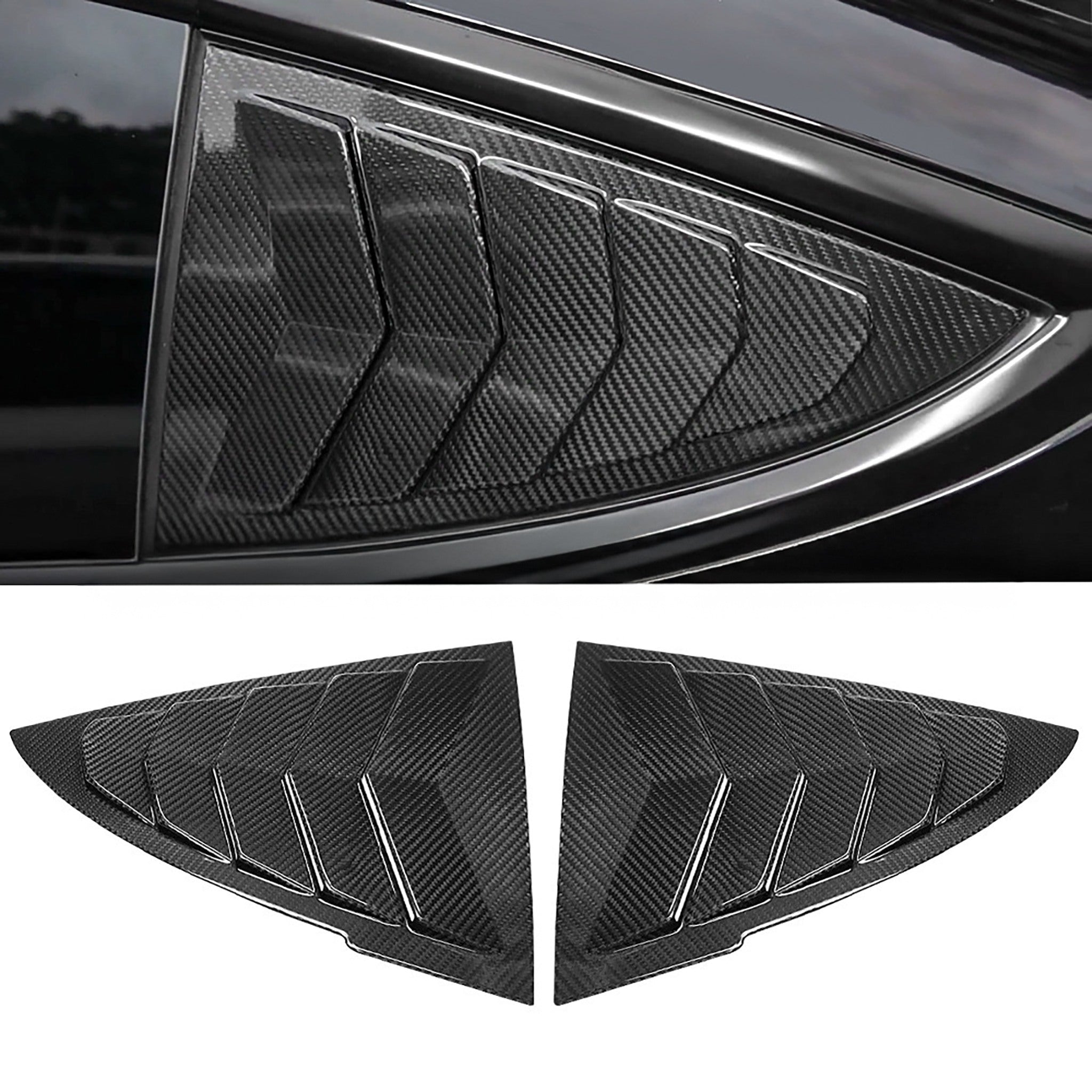 Premium Real Carbon Fiber Rear Side Window Louvers for Tesla Model 3 (2017-2024) - Enhances Style & Aerodynamics - Perfect for Car Enthusiasts & Street Racing