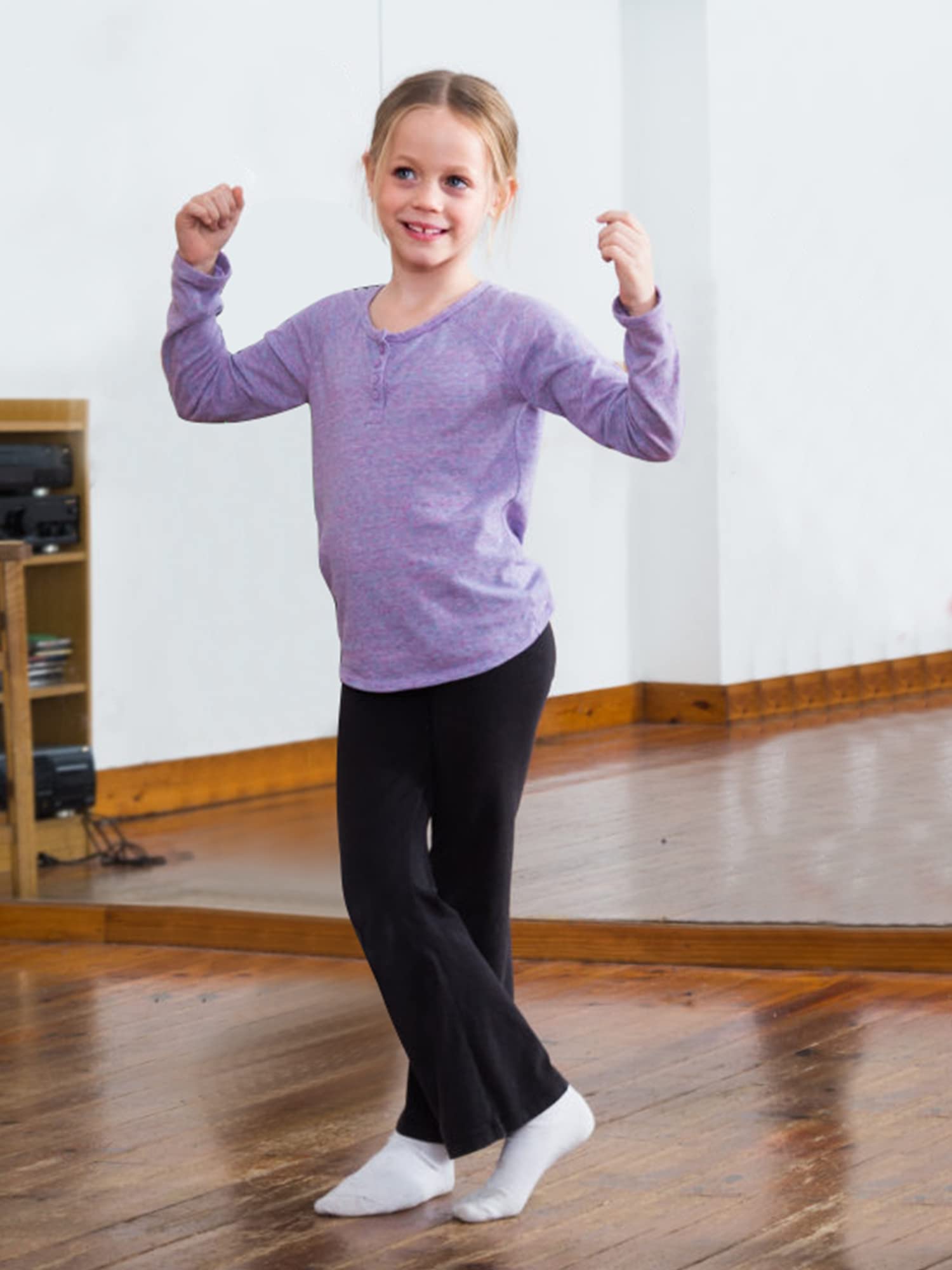 Stelle Girls' High Waisted Bootcut Yoga Pants with Pockets - Flare Leggings for Dance & Bell Bottoms Style | Perfect for Kids' Yoga, Dance Classes & Casual Wear