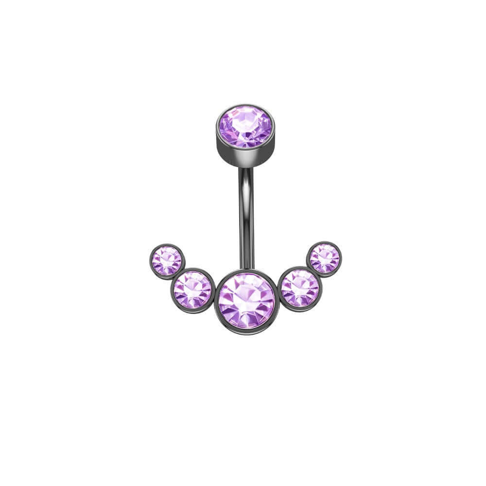 Czech Diamond Navel Ring - Premium 316L Surgical Steel Belly Button Ring | WH6012 for Body Piercing Jewelry & Belly Dance Accessories