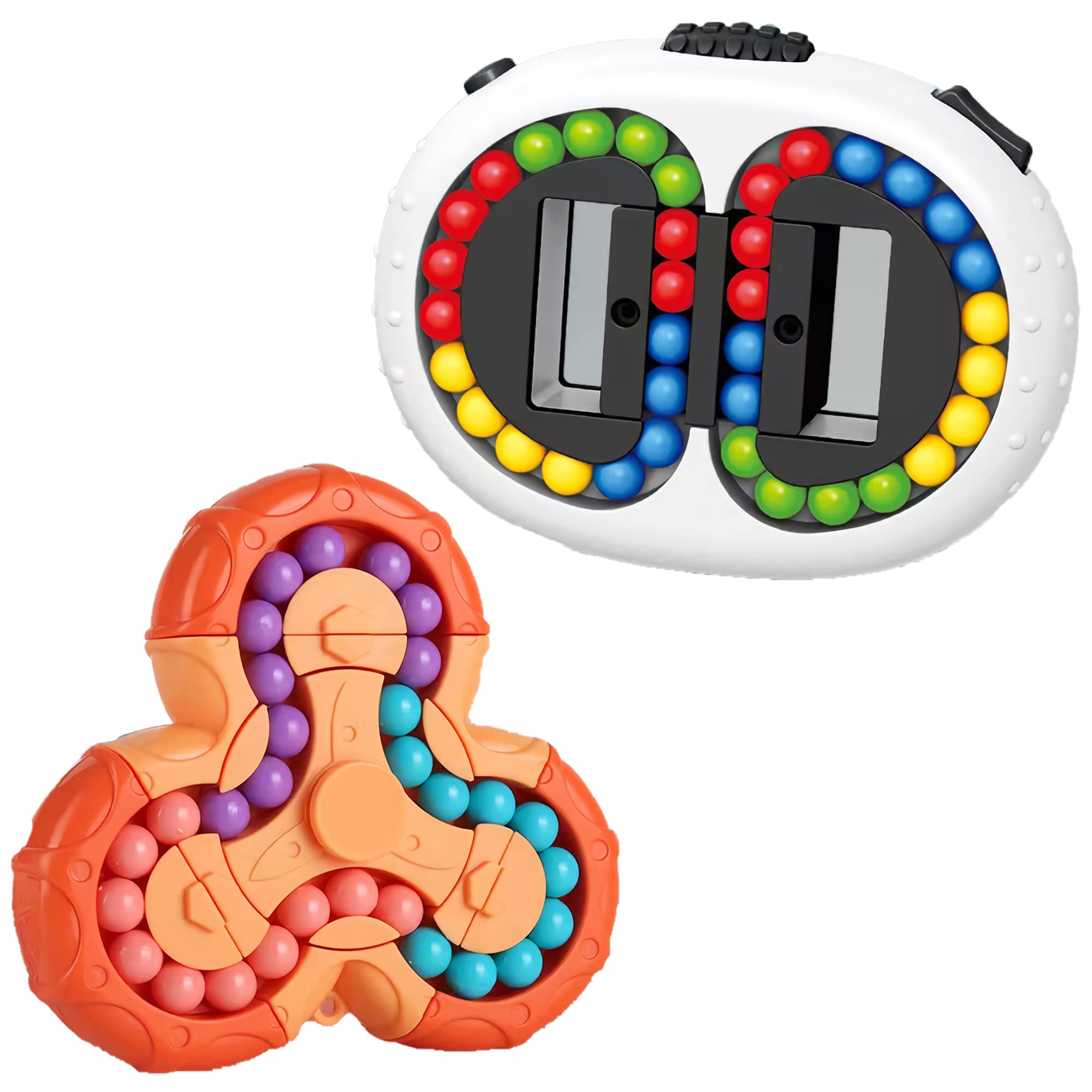 MuoGeHo Rotating Magic Bean Fidget Spinner - Double Flip Puzzle Toy for Stress Relief & Anxiety, Creative Decompression Sensory Toys for Kids, Teens & Adults - Perfect for Office, School & Travel Use