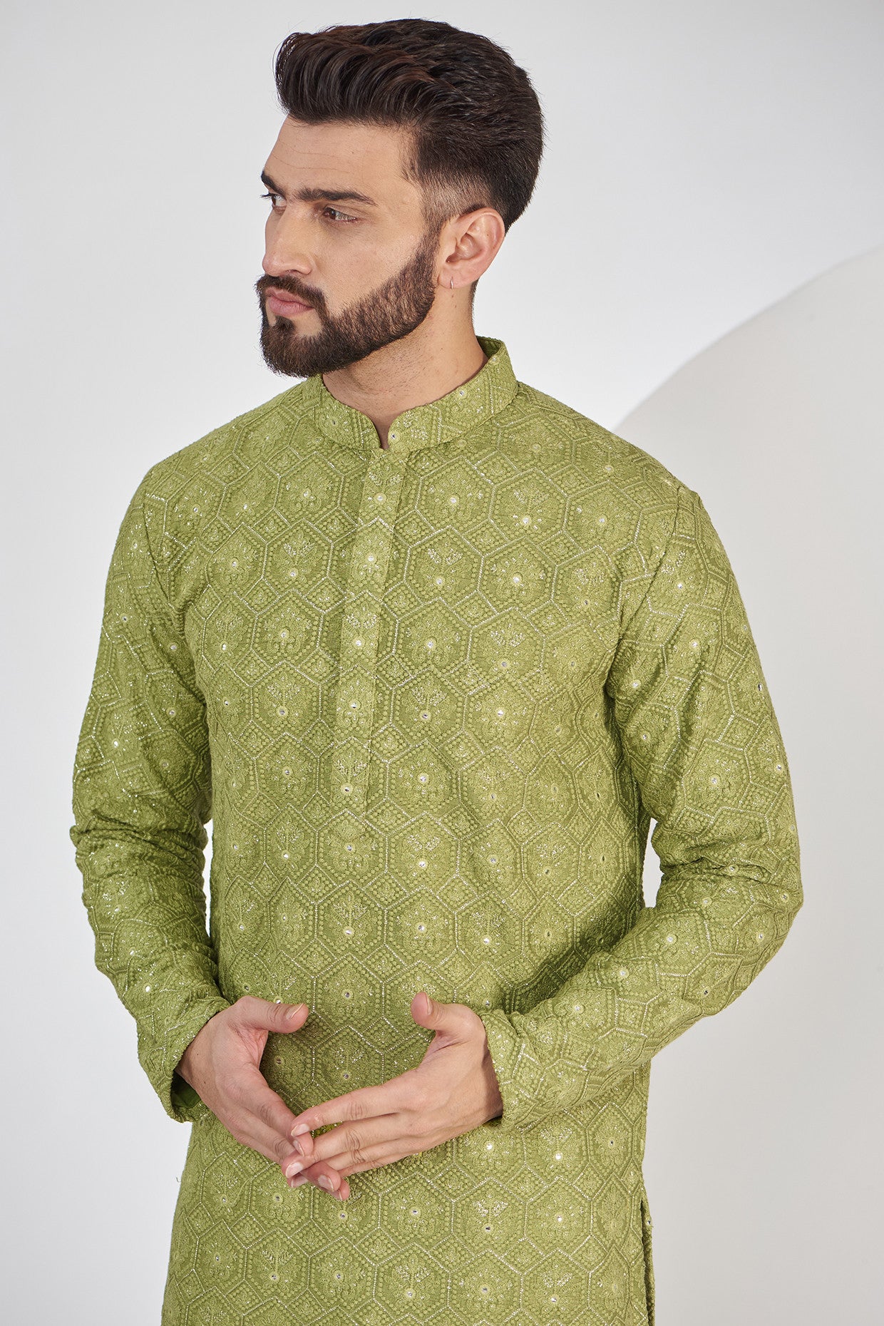 Elegant Mehndi Green Chikankari Kurta for Women | Traditional Indian Embroidered Tunic Top | Perfect for Festivals, Weddings & Casual Wear
