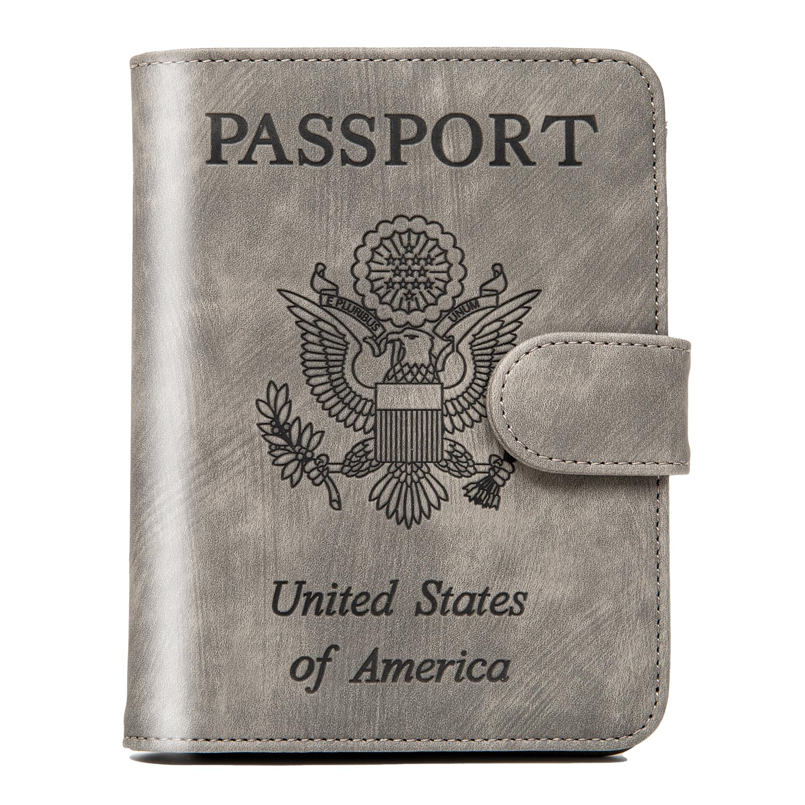 Premium RFID Blocking Passport Holder for Travel - Secure Passport Cover Wallet for Women & Men (Grey) - Ideal for International Trips, Airports & Business Travel - WT002