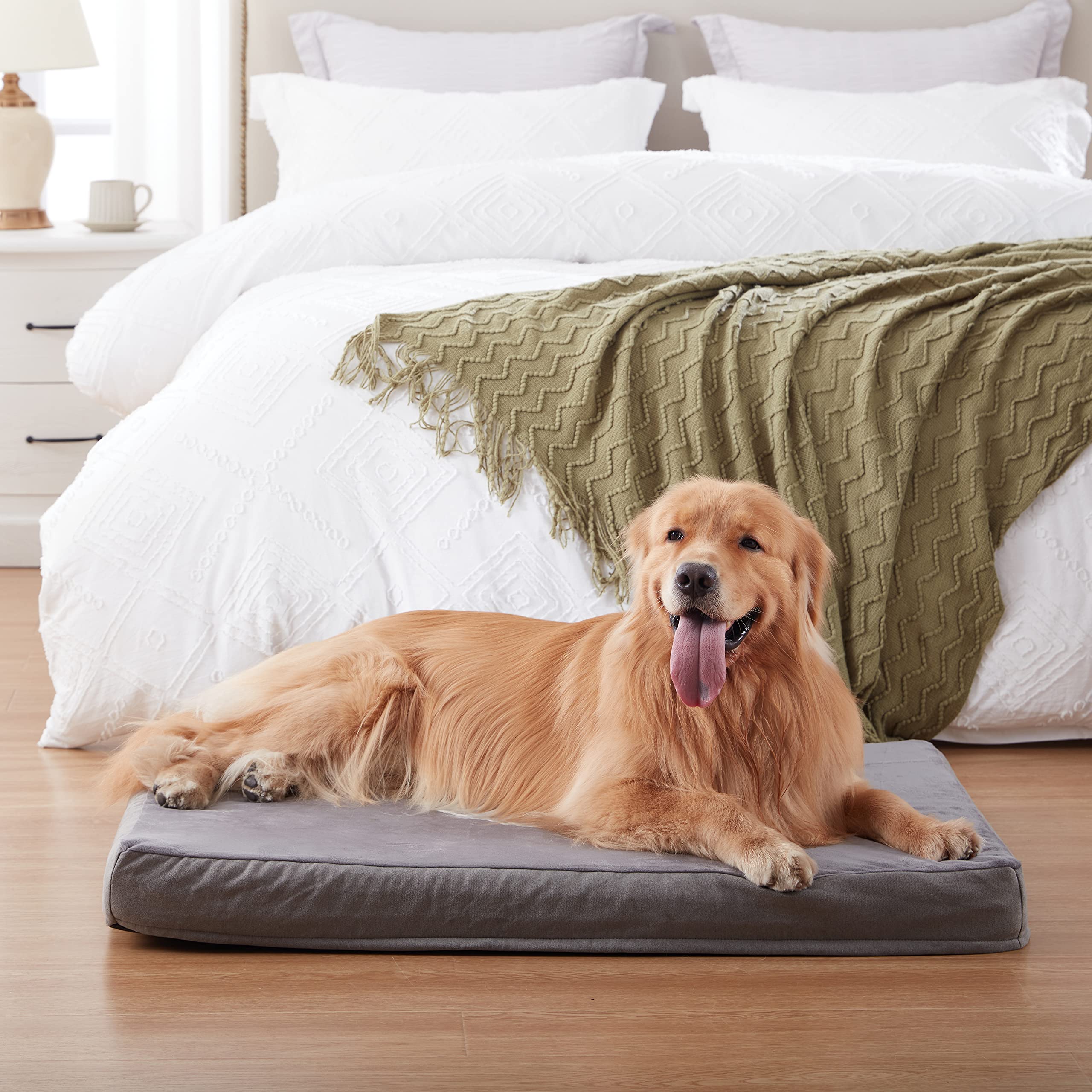 Jumbo Orthopedic Memory Foam Dog Bed for Large Dogs - Cooling Gel, Washable & Waterproof with Removable Cover - Perfect for Crates, Kennels & Home Use