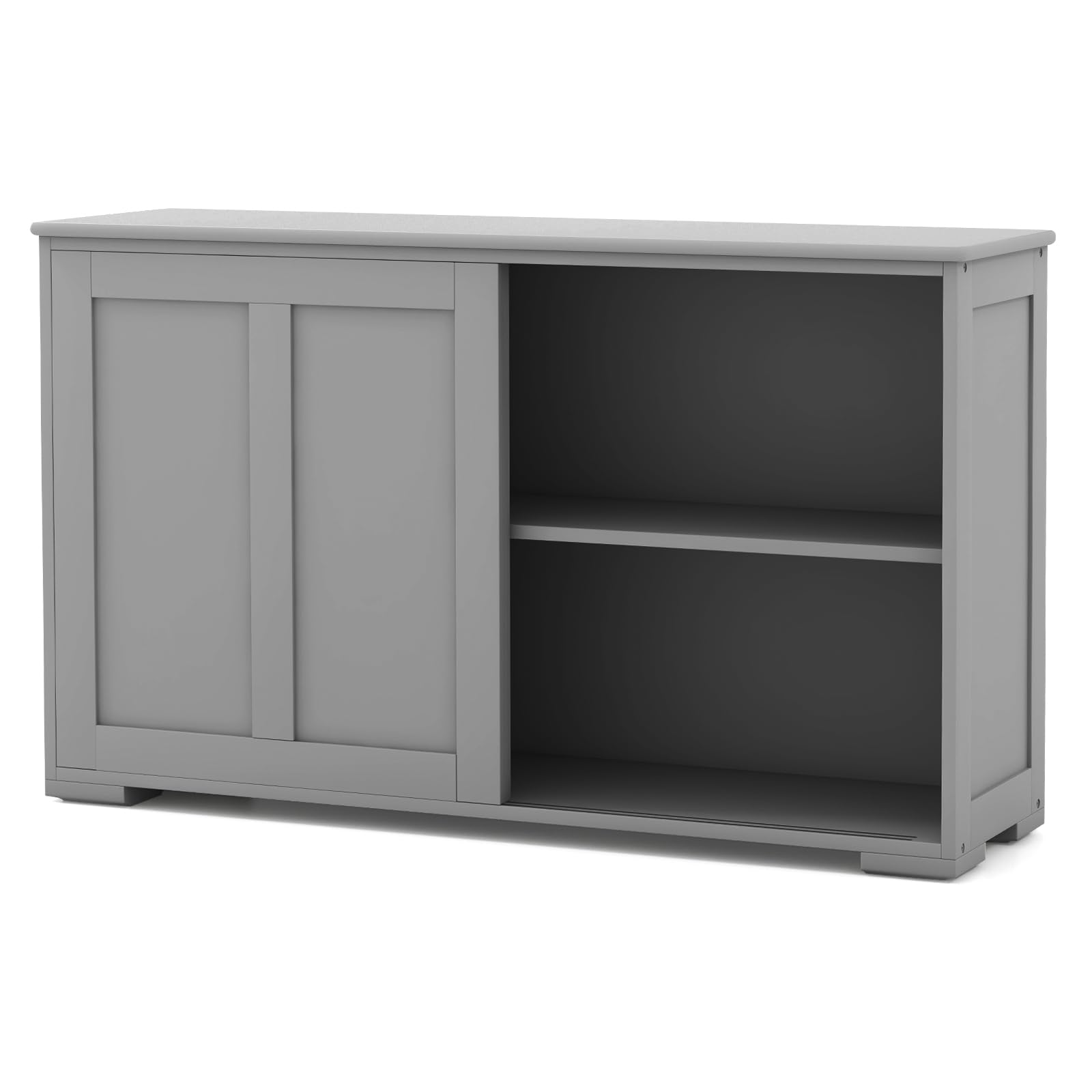 Costzon Wooden Sideboard Buffet Cabinet with Adjustable Shelf & Sliding Barn Door - Kitchen Storage Cabinet, Coffee Bar Console Table for Living Room, Dining Room, Hallway - Perfect for Home Organization & Entertaining (Grey)